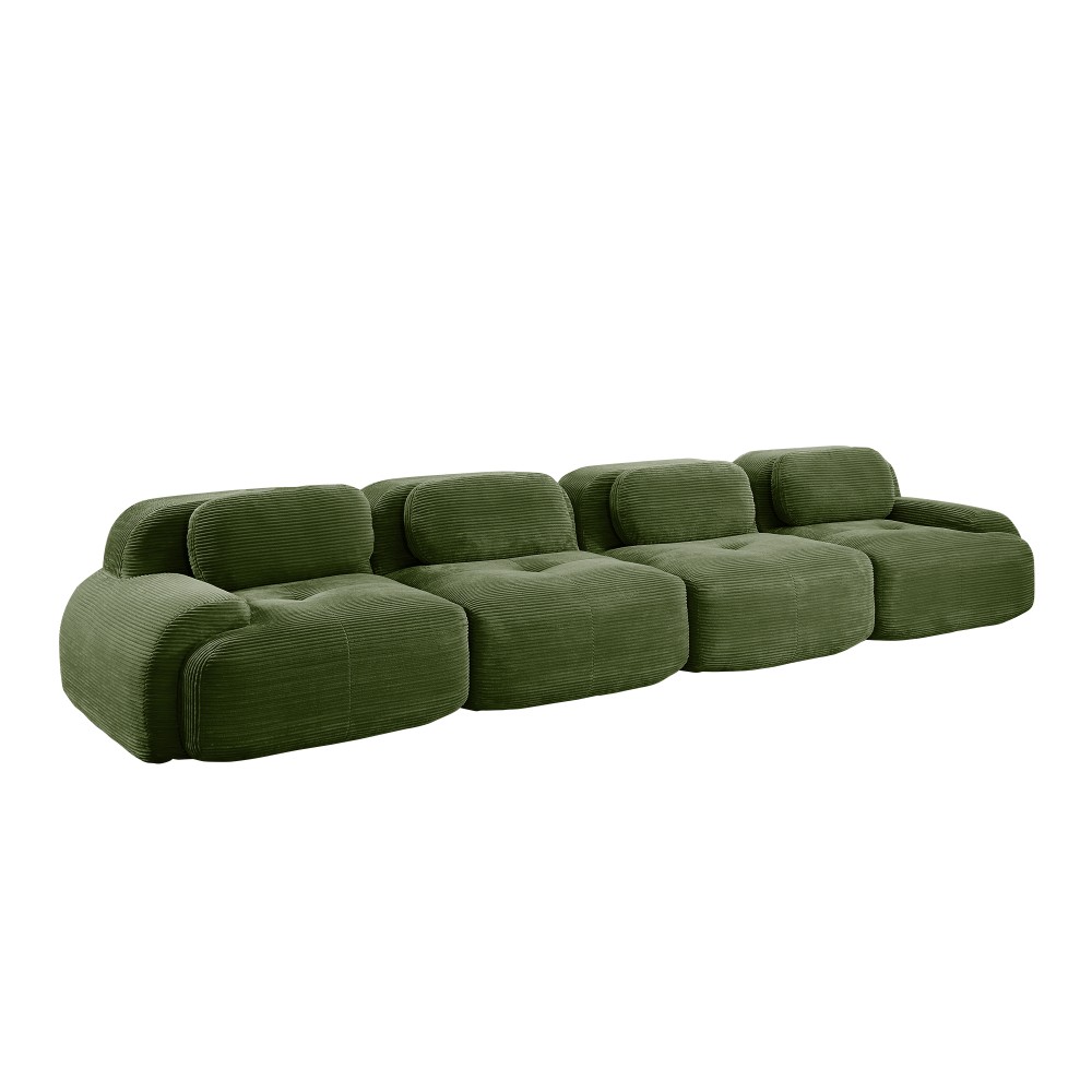 4-Seat Modular Sectional Sofa w/Soft Corduroy Fabric, Non-Slip Base, No Assembly