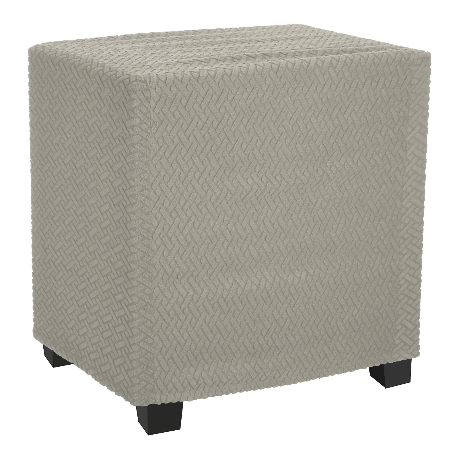Knitted Jacquard Polyester Square Footstool Cover Fit 13″-18″, Khaki