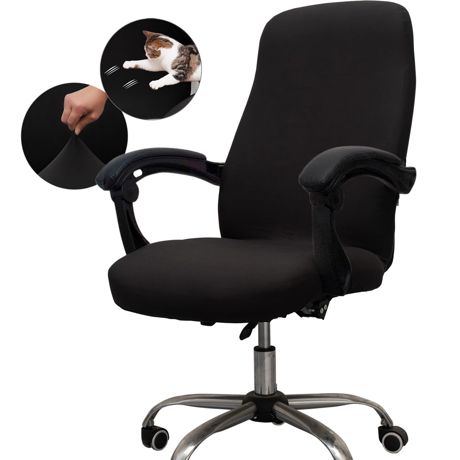 Universal Stretch Office Chair Cover Large Size Desk Chair Slipcover Black