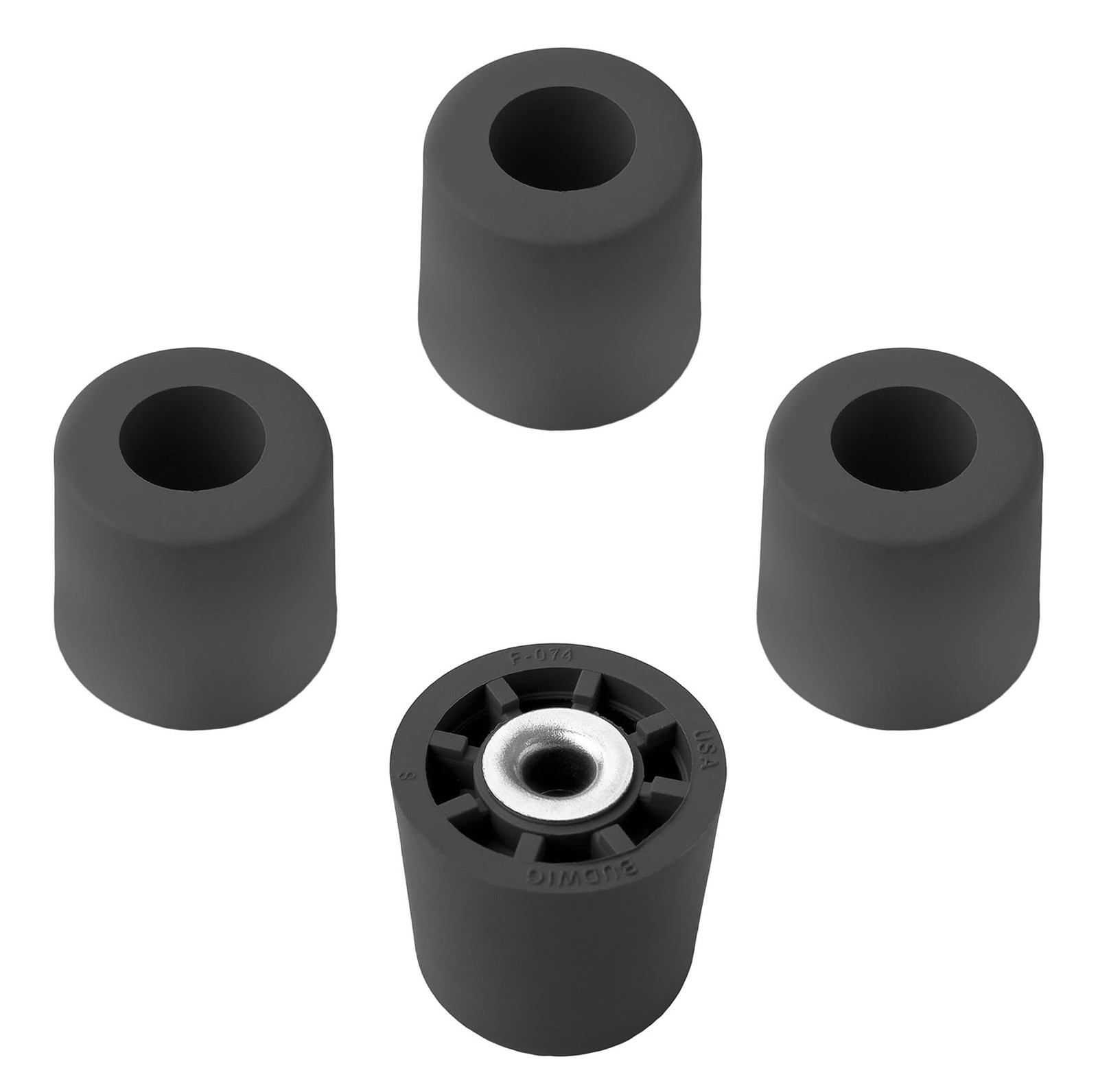 4 Large Extra Tall #2 Black Round Rubber Feet Bumper w/Metal Insert – 1″ H x …