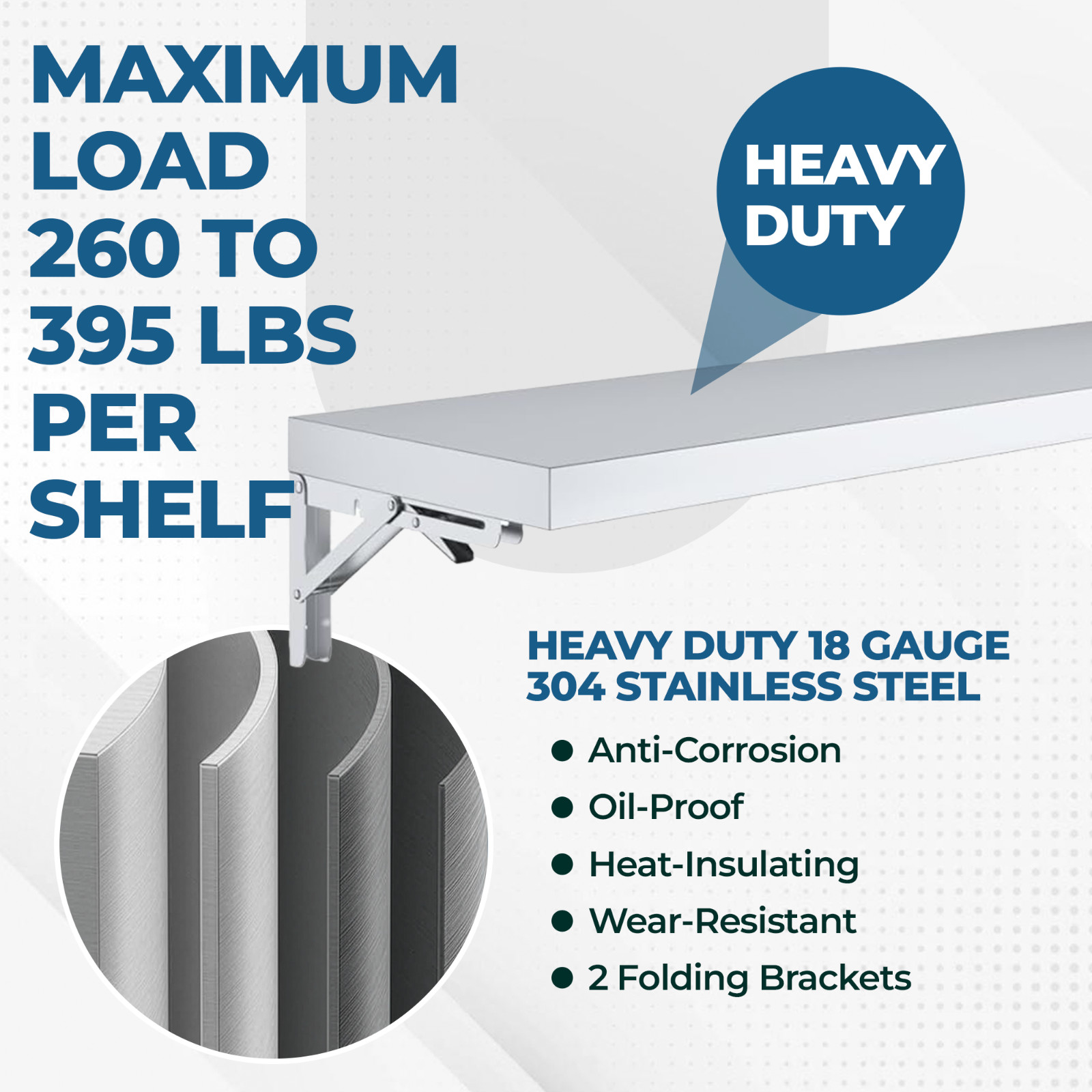 Stainless Steel Folding Drop Down Concession Wall Shelf 12”x72”