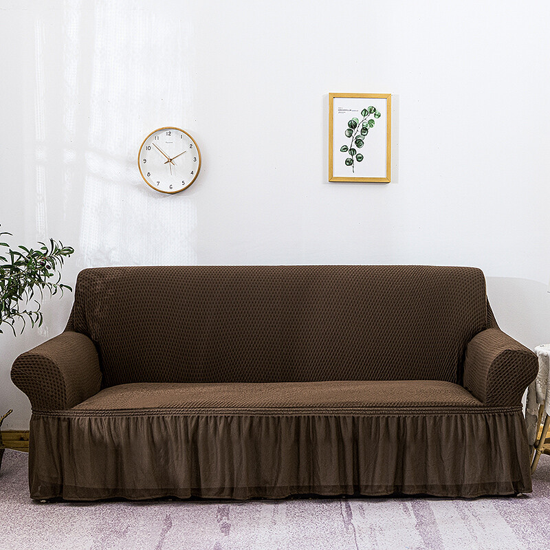 Solid Color Sofa Cover Ruffle Couch Covers Slipcover Furniture Protector Decor