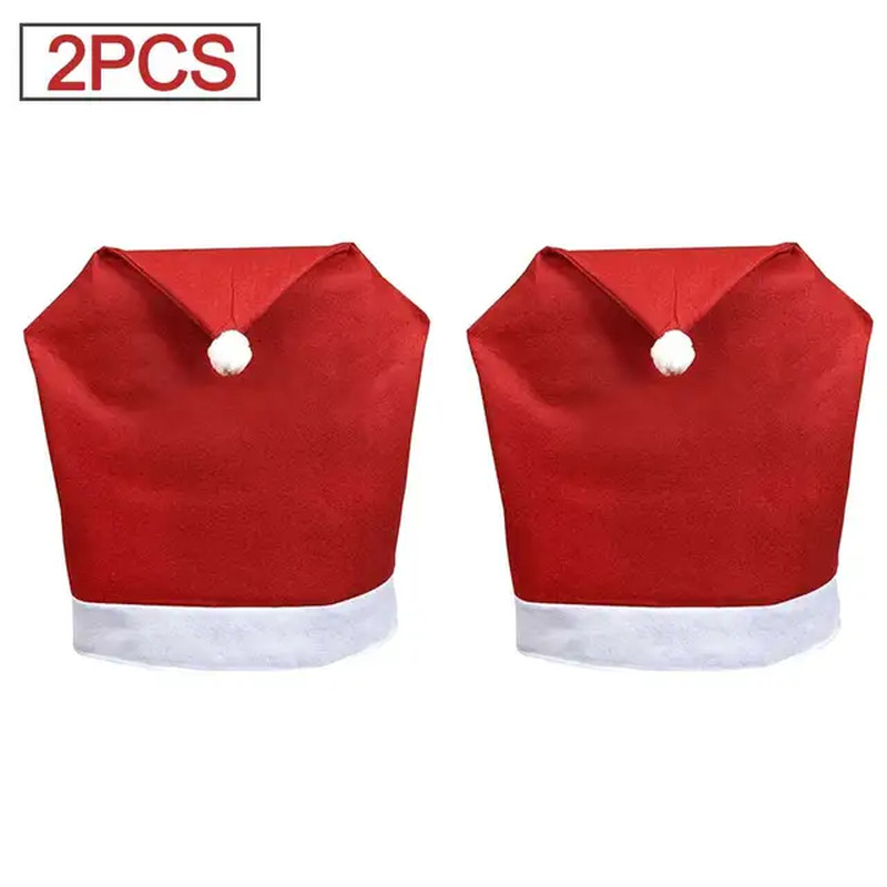 2/4/6/8/10pcs Santa Hat Shaped Chair Cover Non-Woven Covers Christmas Decor NEW