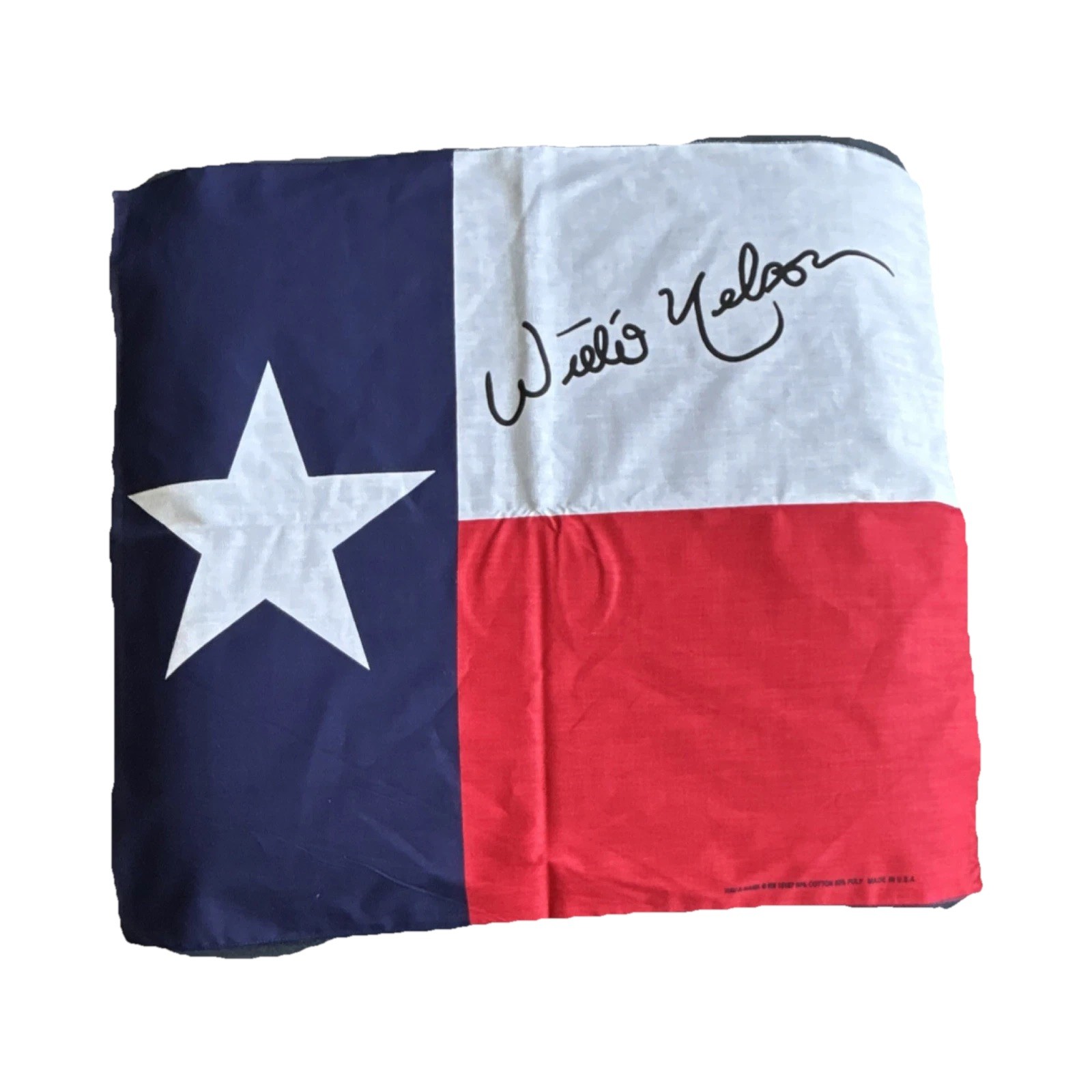 Vintage HAV-A-HANK Texas Flag Bandanna Willie Nelson Signature Cotton Poly Blend