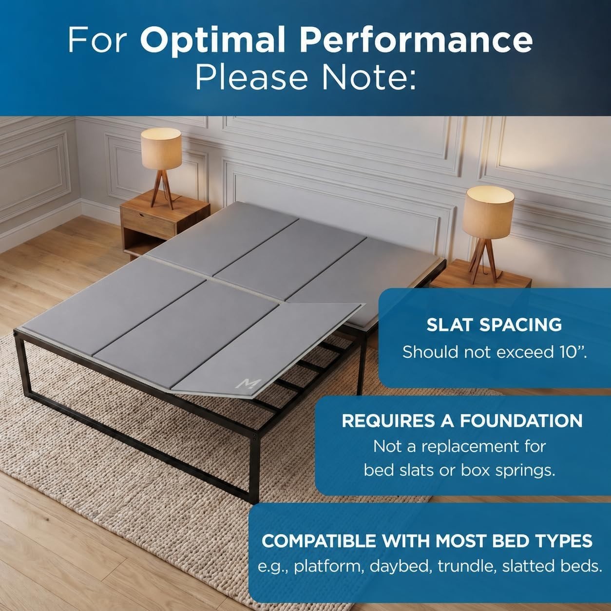 Heavy Duty Bunkie Board Queen Size (60×80) – Under Bed Support #2662W UP3