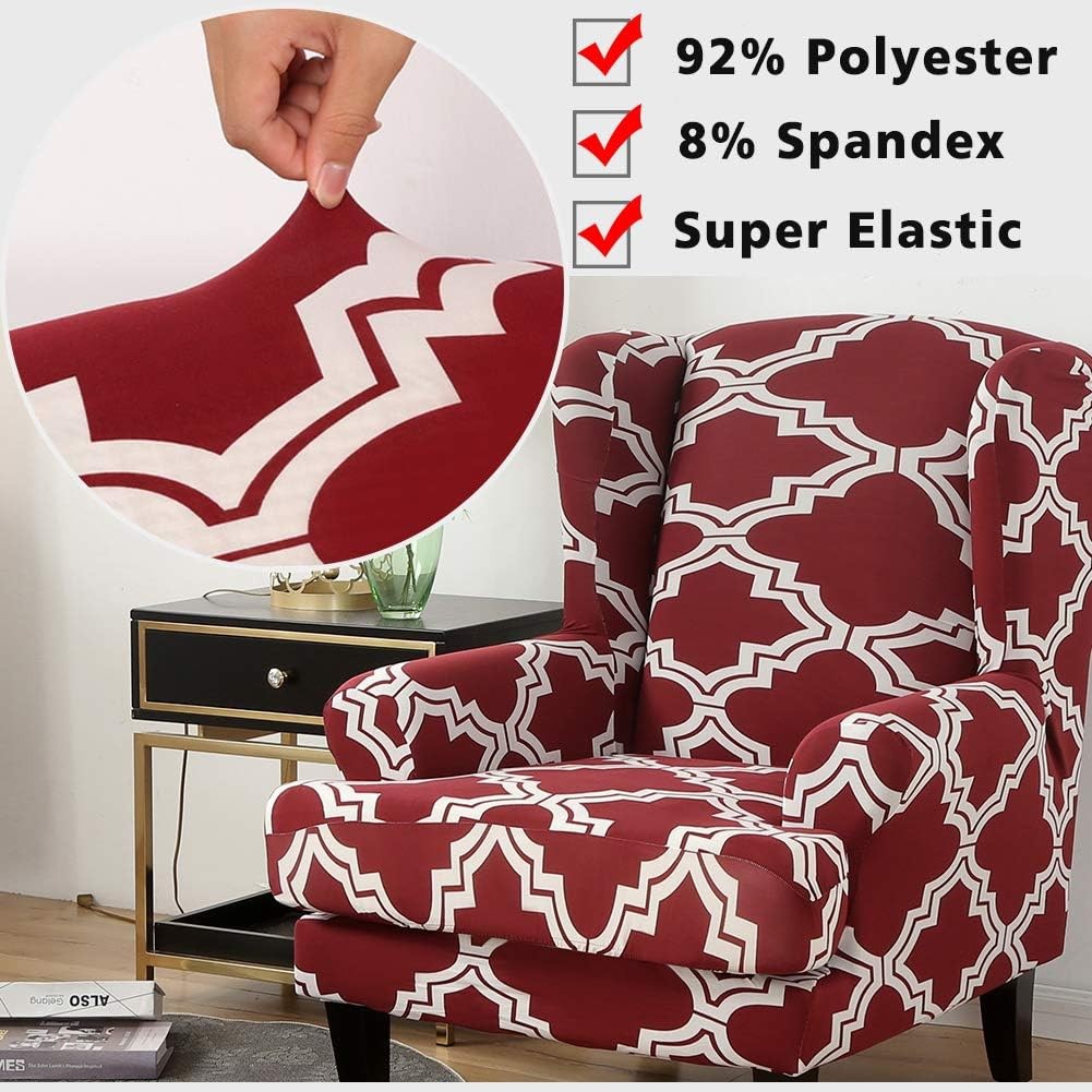 ele ELEOPTION Stretch Printed Wingback Sofa Chair Cover, Modern Pattern 2-Pie…