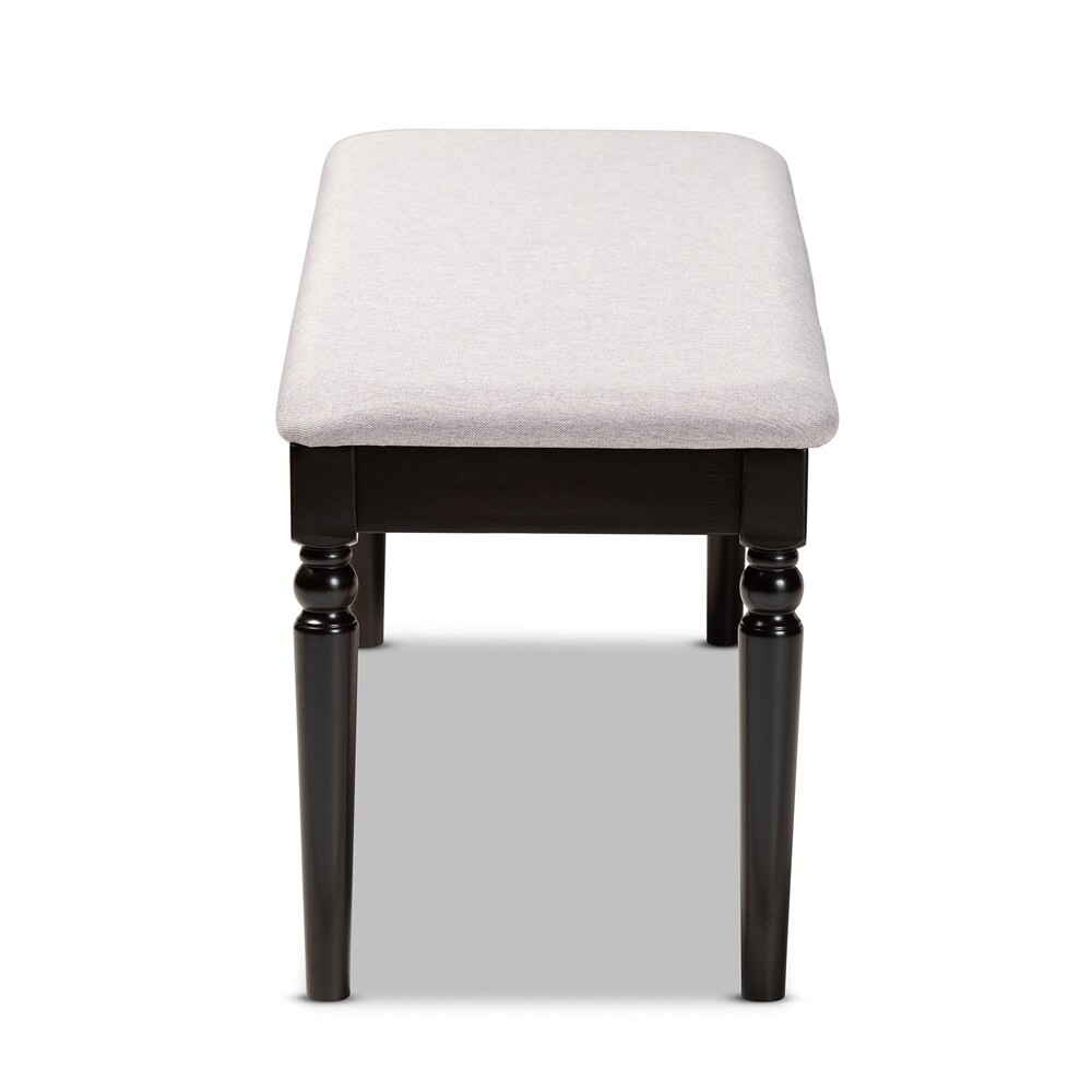 Dining / Entryway Piano Bench Gray or Tan Fabric Light Walnut or Dark Brown Wood