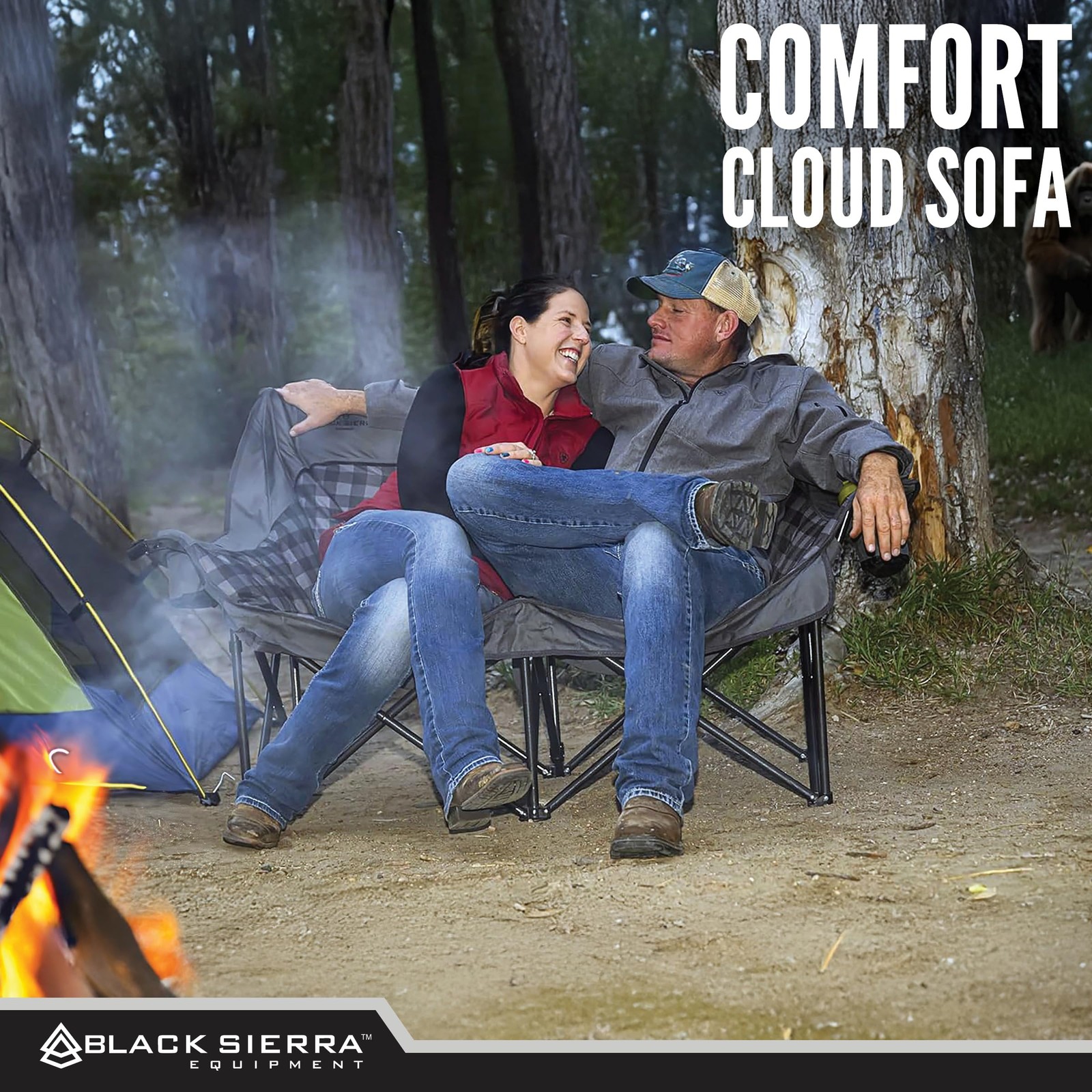 Black Sierra Double Camping 62.5 inches x 27.5 x 37.75 inches, Blue