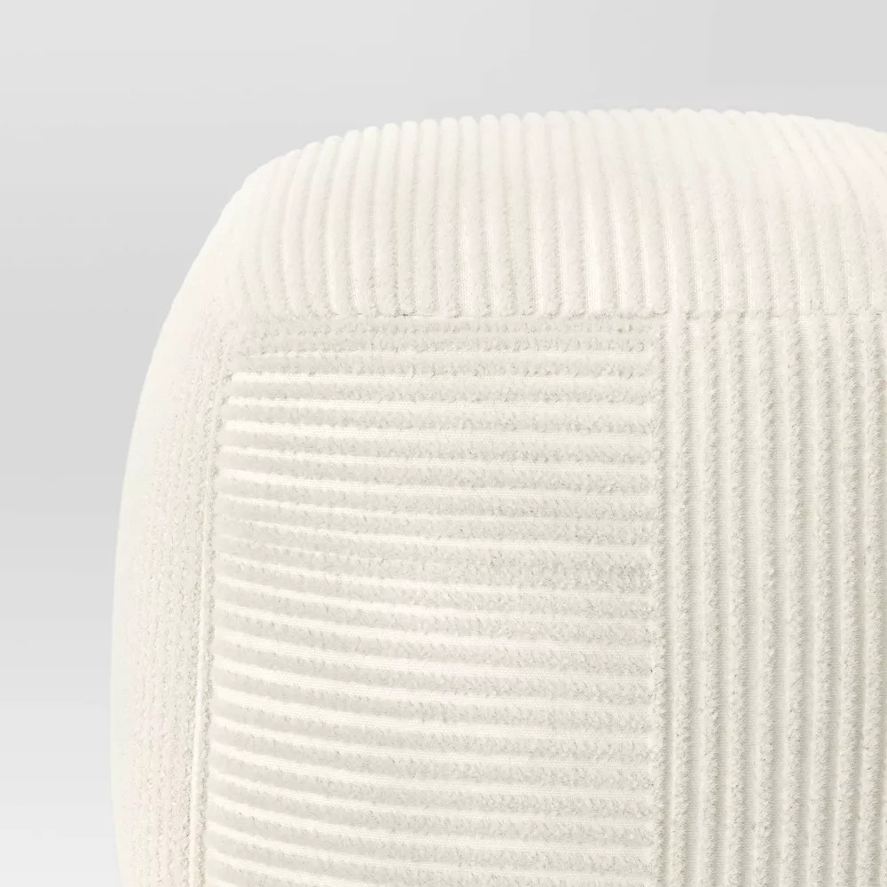 Ribbed Pouf Ottoman Cream – Room Essentials