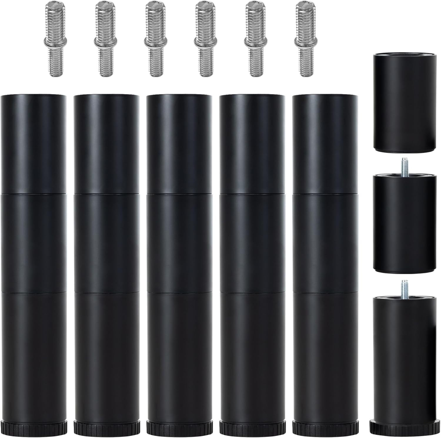 12 Inch Bed Legs Replacement for Adjustable Bed Base Frame, 3 in 1 Screw in Legs