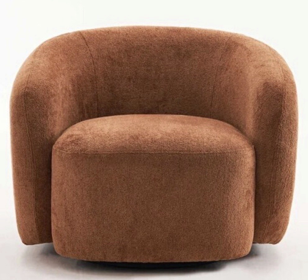 Latitude Run Brown Upholstered Barrel Accent Chair 34W x 30L x 27H in