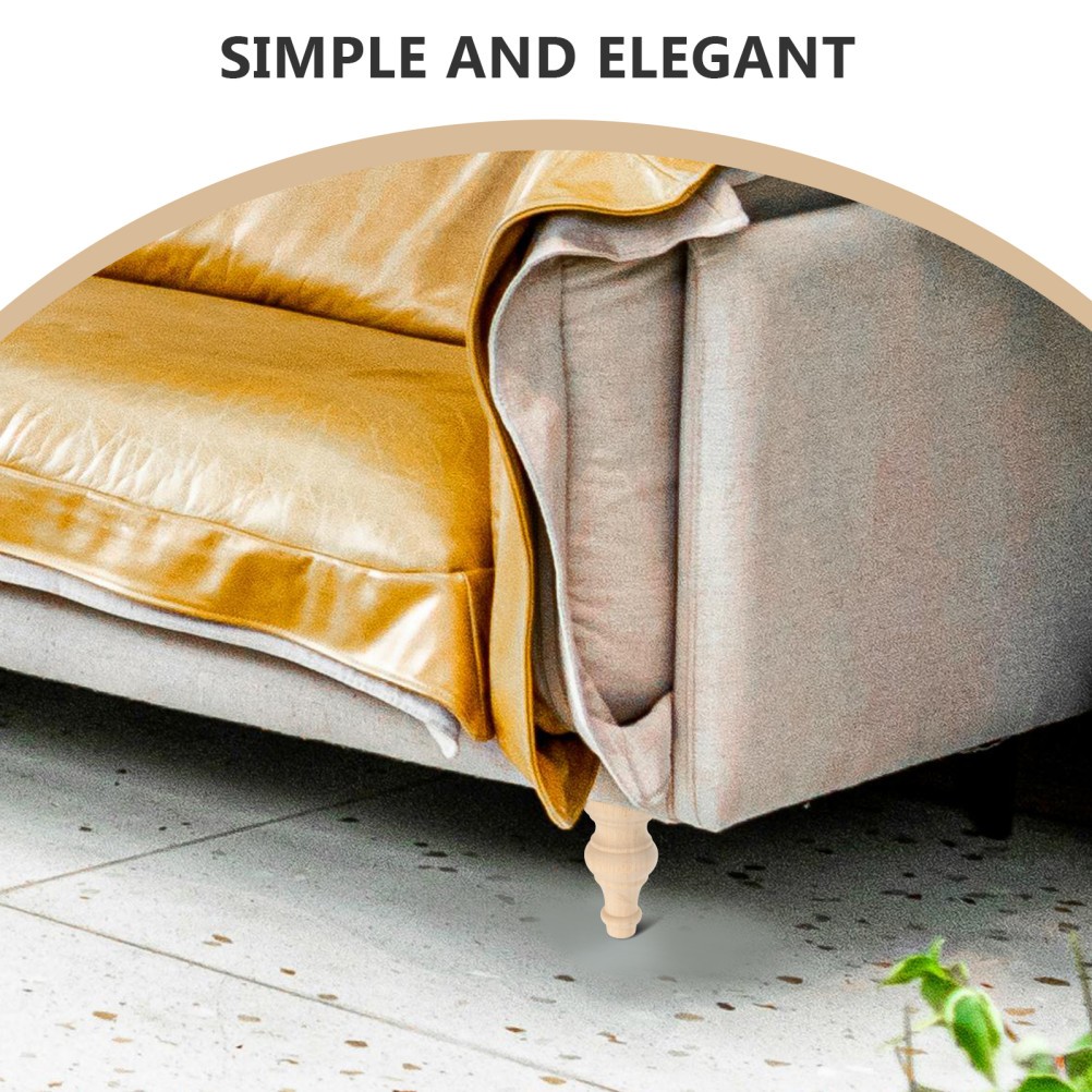 Legs for Furniture Khaki Wood Round Ball Shape for Sofa 4Pcs 12.0X5.8X5.8in