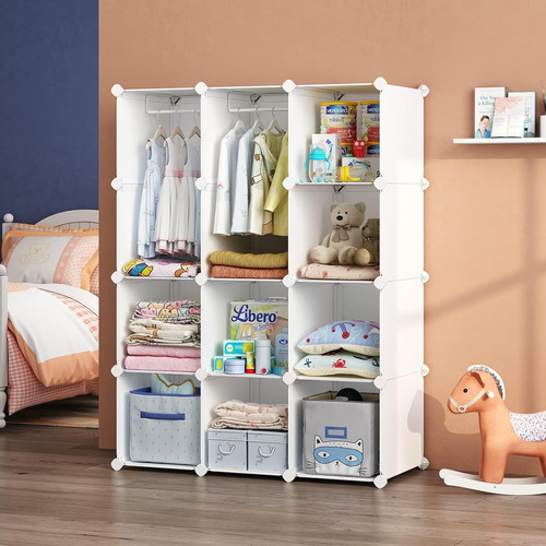 VIPZONE Baby Closet,Dresser, Kids Closet 15.7 x 35.4 x 47.2 inches, White