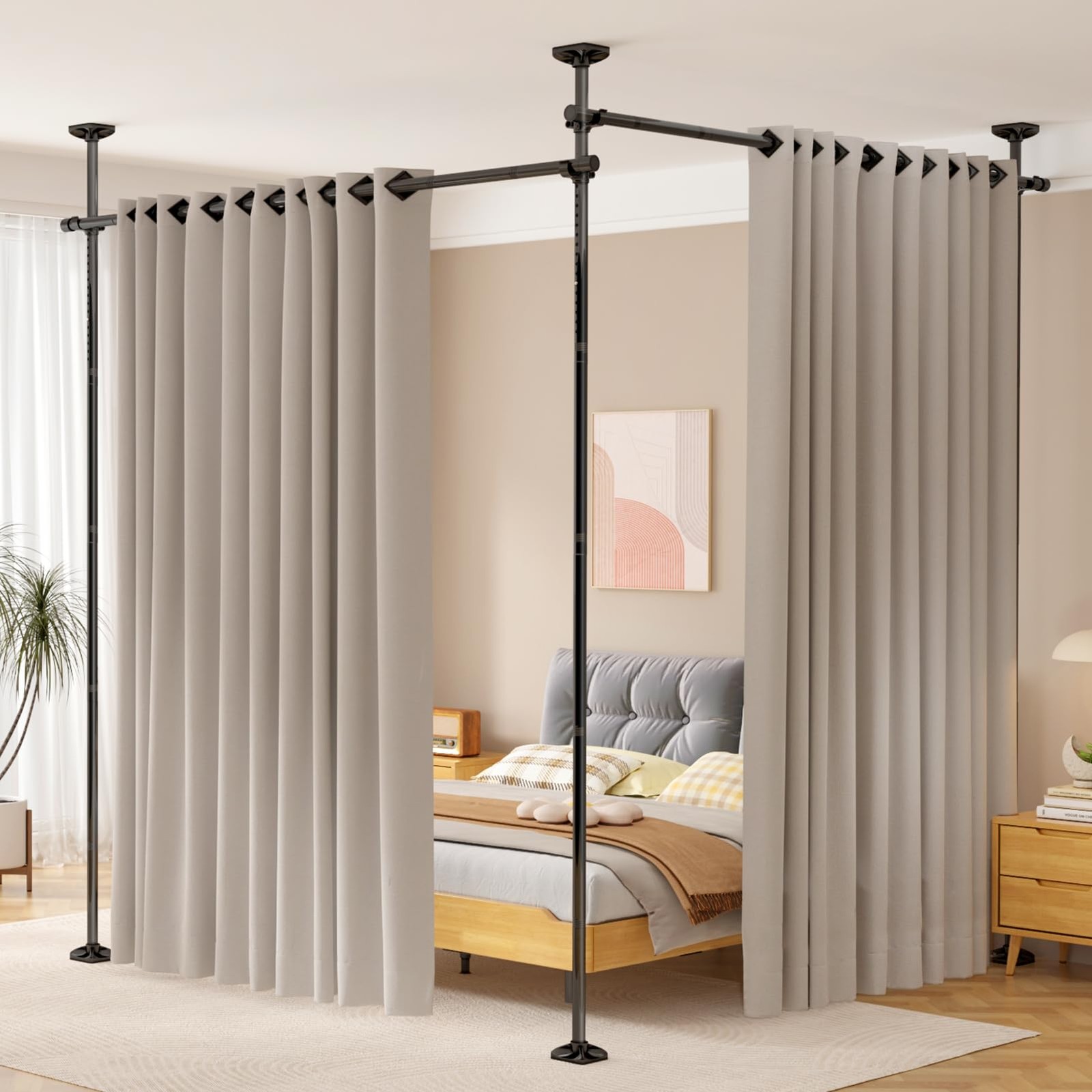 Room Divider No Drilling Curtain Rod Wall Divider for Room Separation, 4-10ft…