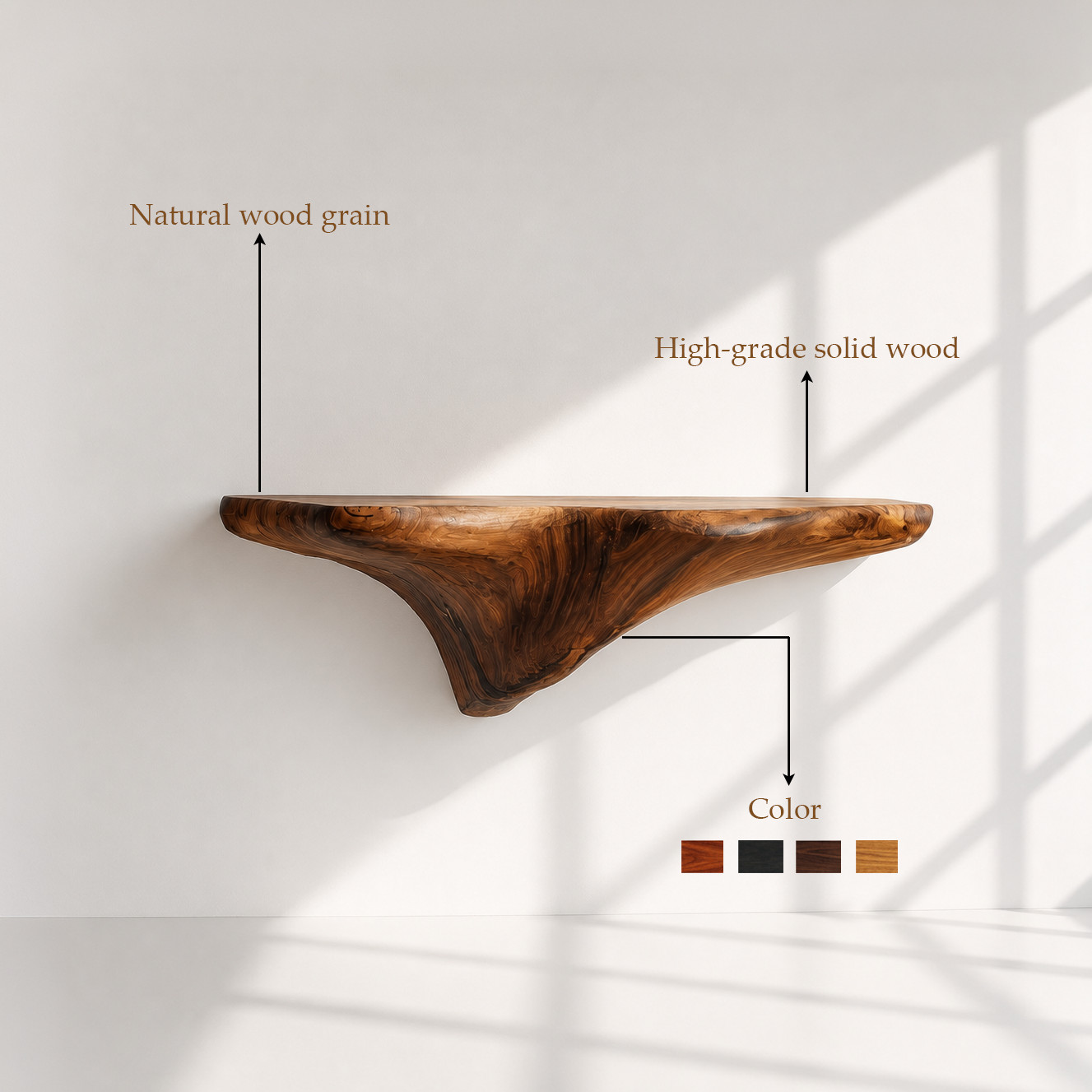 Floating Shelf Organic Solid Wood Mushroom Wall Shelves Living Room