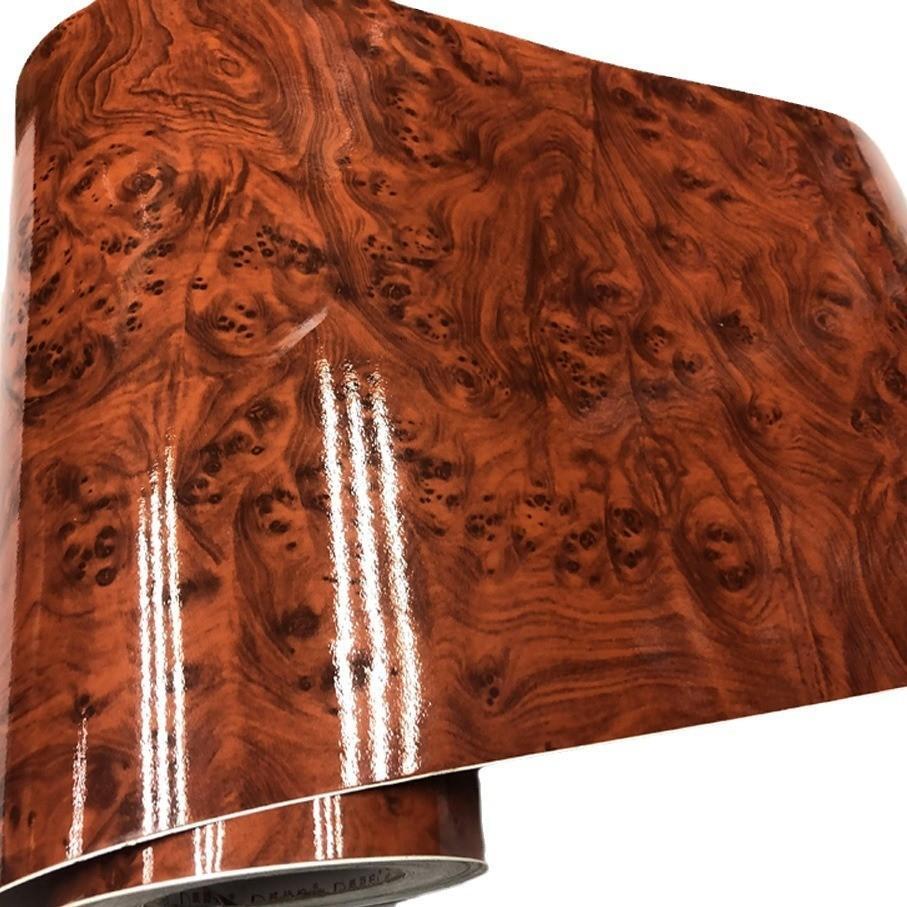 High Gloss Wood Grain Vinyl for Car Interior Furniture Countertop Wrap Sticker