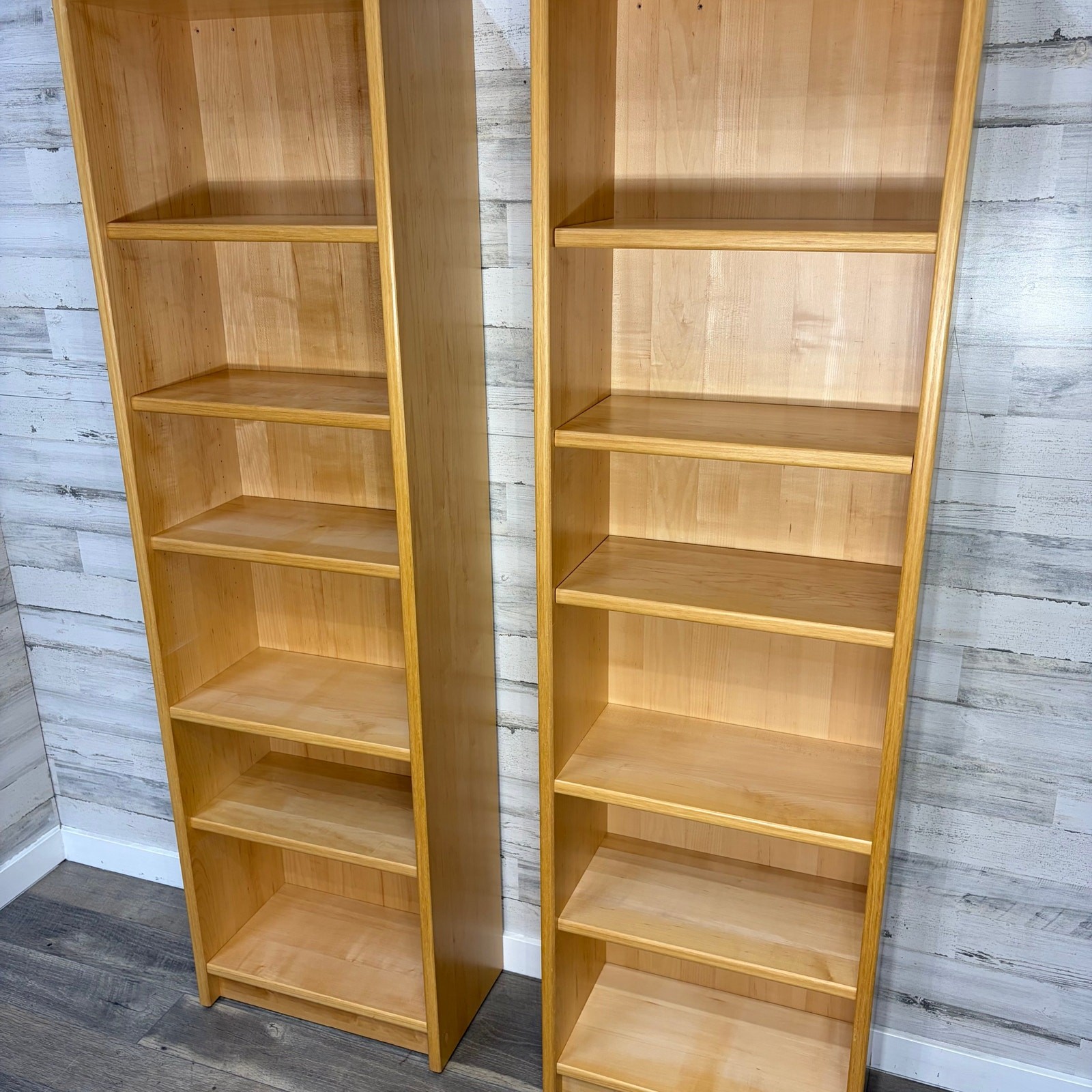 Set Of 2 Mid Century Danish Blonde Wood Bookshelves made in Denmark