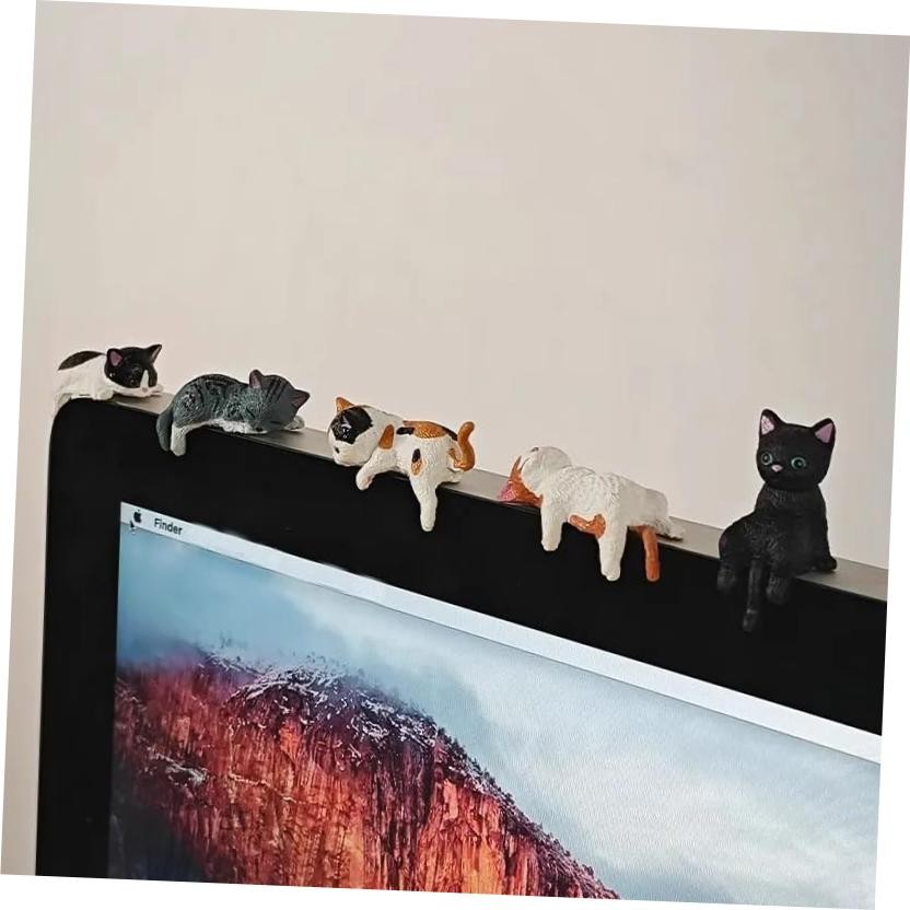 Mini Cute Cat Car Dashboard Accessories,Fun Car Rearview Mirror Dark color