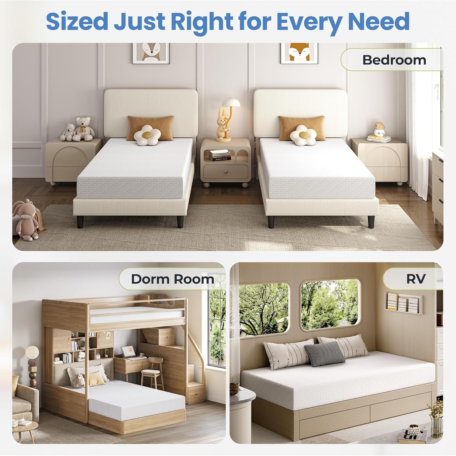 8 Inch Twin Mattress 3-Layer Cooling Gel Memory Foam Pressure Relief Mattress