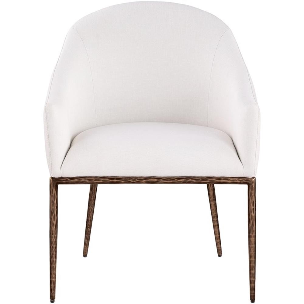 Bowery Hill Contemporary Cream Linen Textured Performance Fabric Dining AC