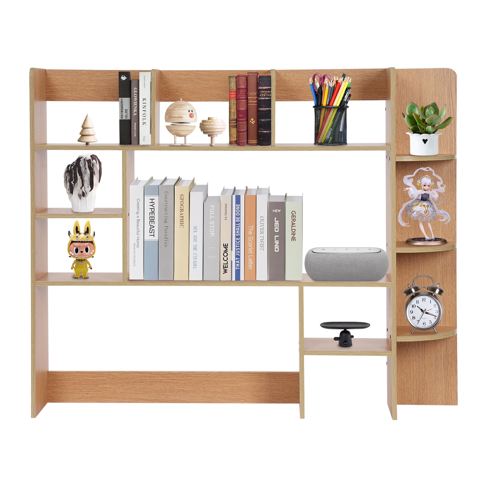 Desktop Bookshelf Storage Organizer Computer Desk Shelf Display Rack Wood Color
