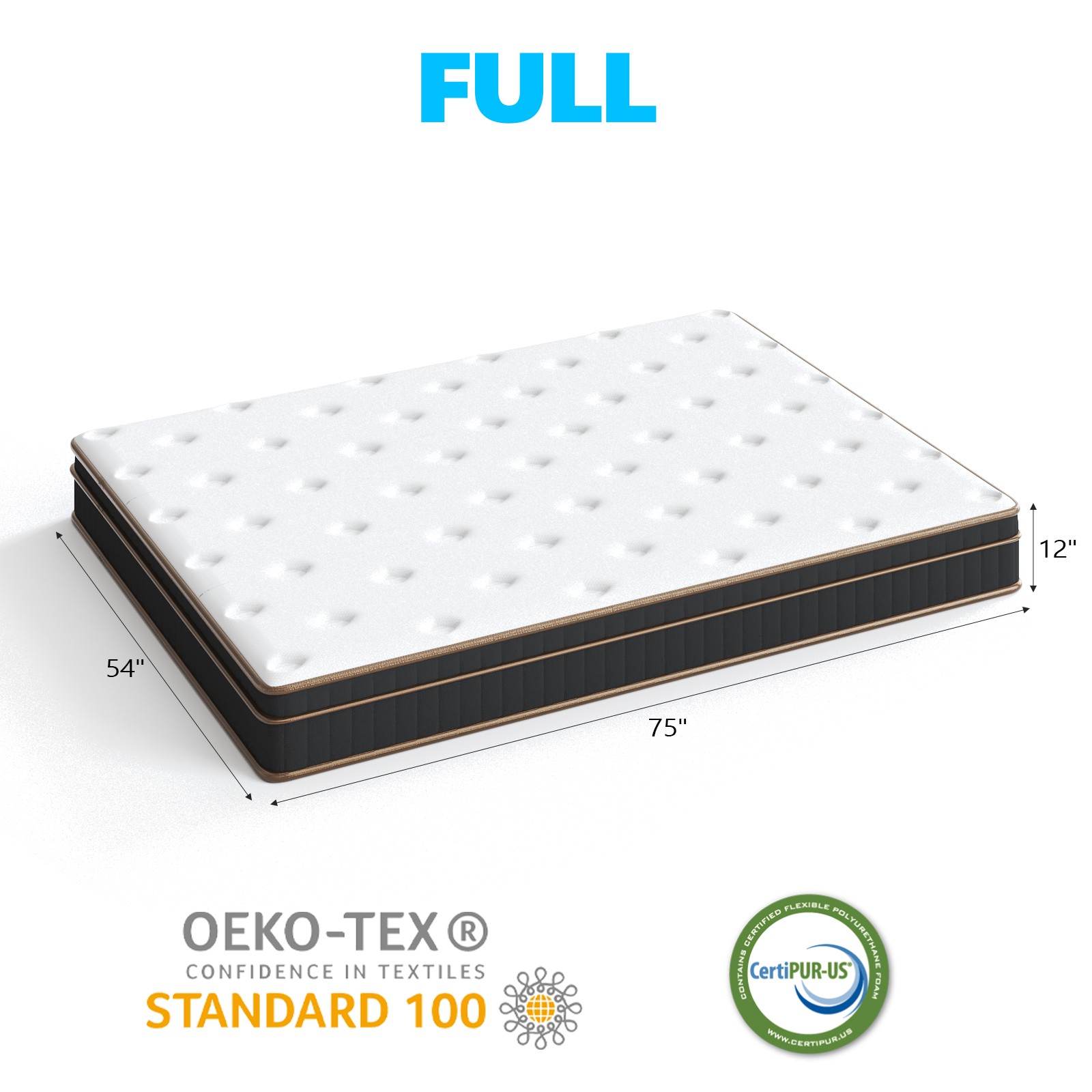 12 Inch Full Size Innerspring Mattress Medium Firm Support Cooling Breathable