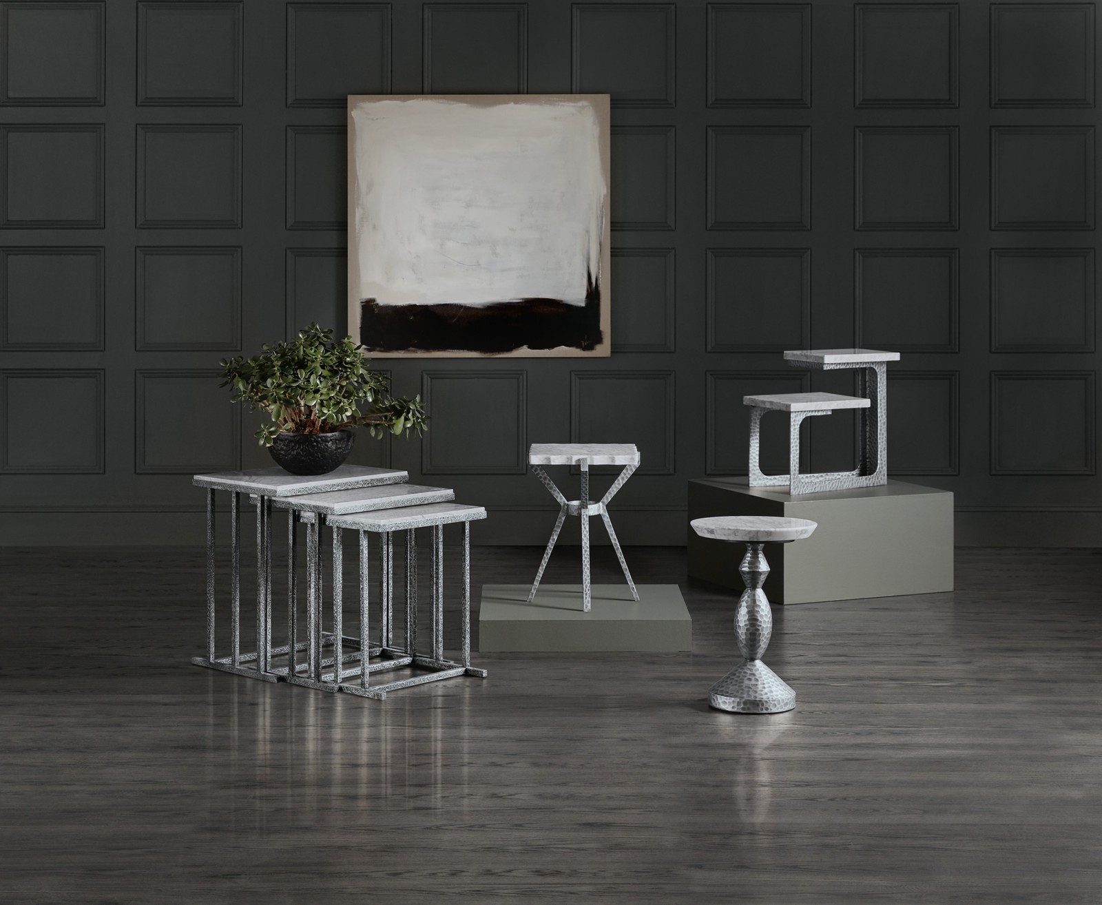 Hooker Furniture 628-50028-40 Melange 24″W Steel Nesting Table – Grey