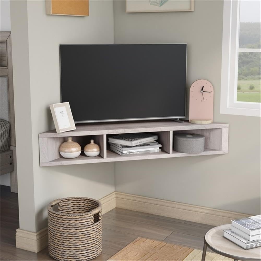 Corner Wall Mounted Floating TV Stand Console 46.5″ W x 15.5″ D x 7.5″ H