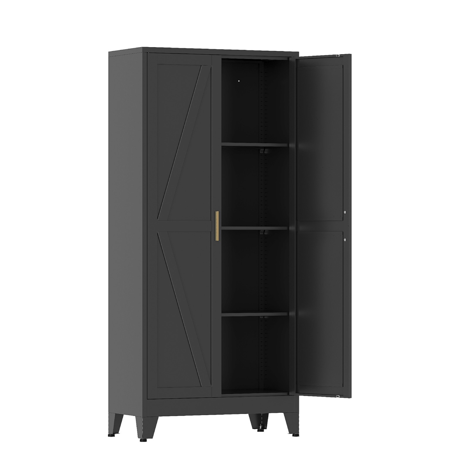 61″ H Farmhouse Metal Pantry Food Storage Cabinet with 3 Shelves For Kitchen