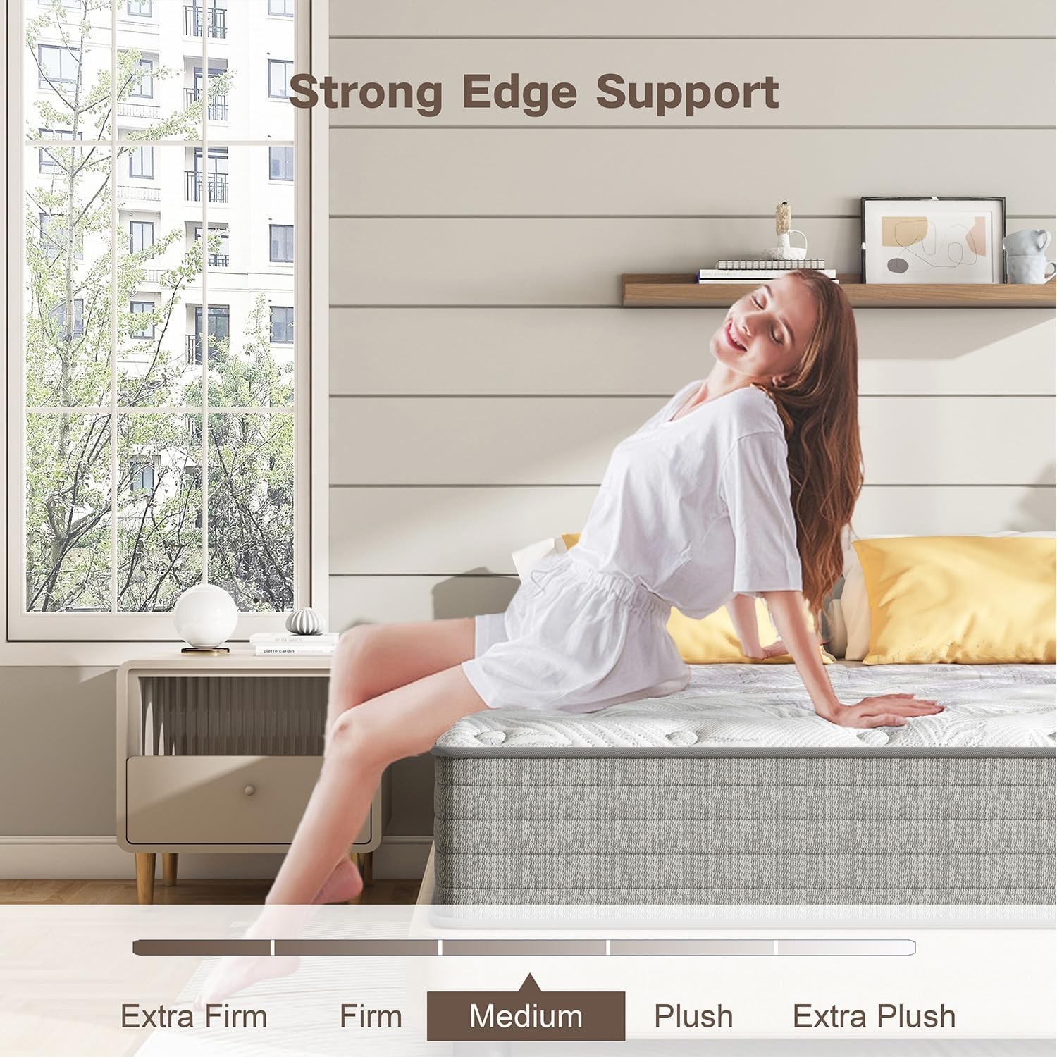 King Mattress 12″ Medium Firm Hybrid Spring Mattress in a Box Gel Memory Foam