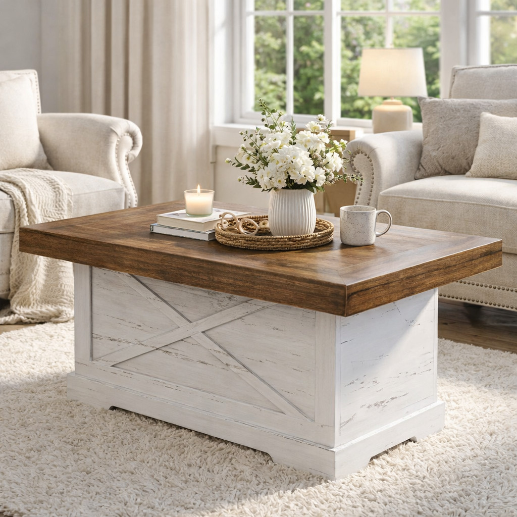 Rustic Square Coffee Table 39.4″ Dark Oak Black for Living Room & Modern Office