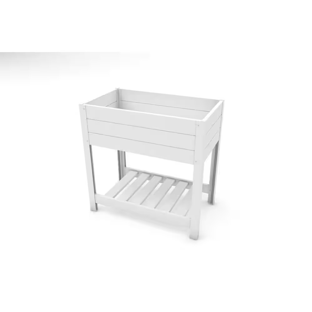 Classic 33 In. L X 19 In. W X 33 In. H White Vinyl Raised Bed with Storage Shelf