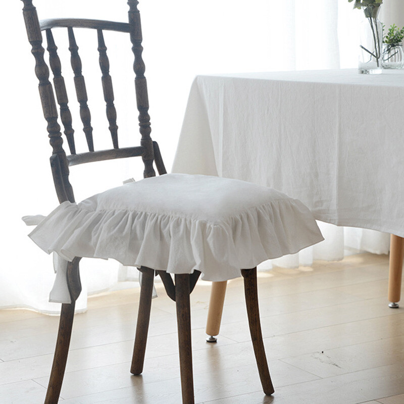 Ruffles Seat Mat Dinning Office Chair Pad Cushion Soft Frill Cotton 37*37cm