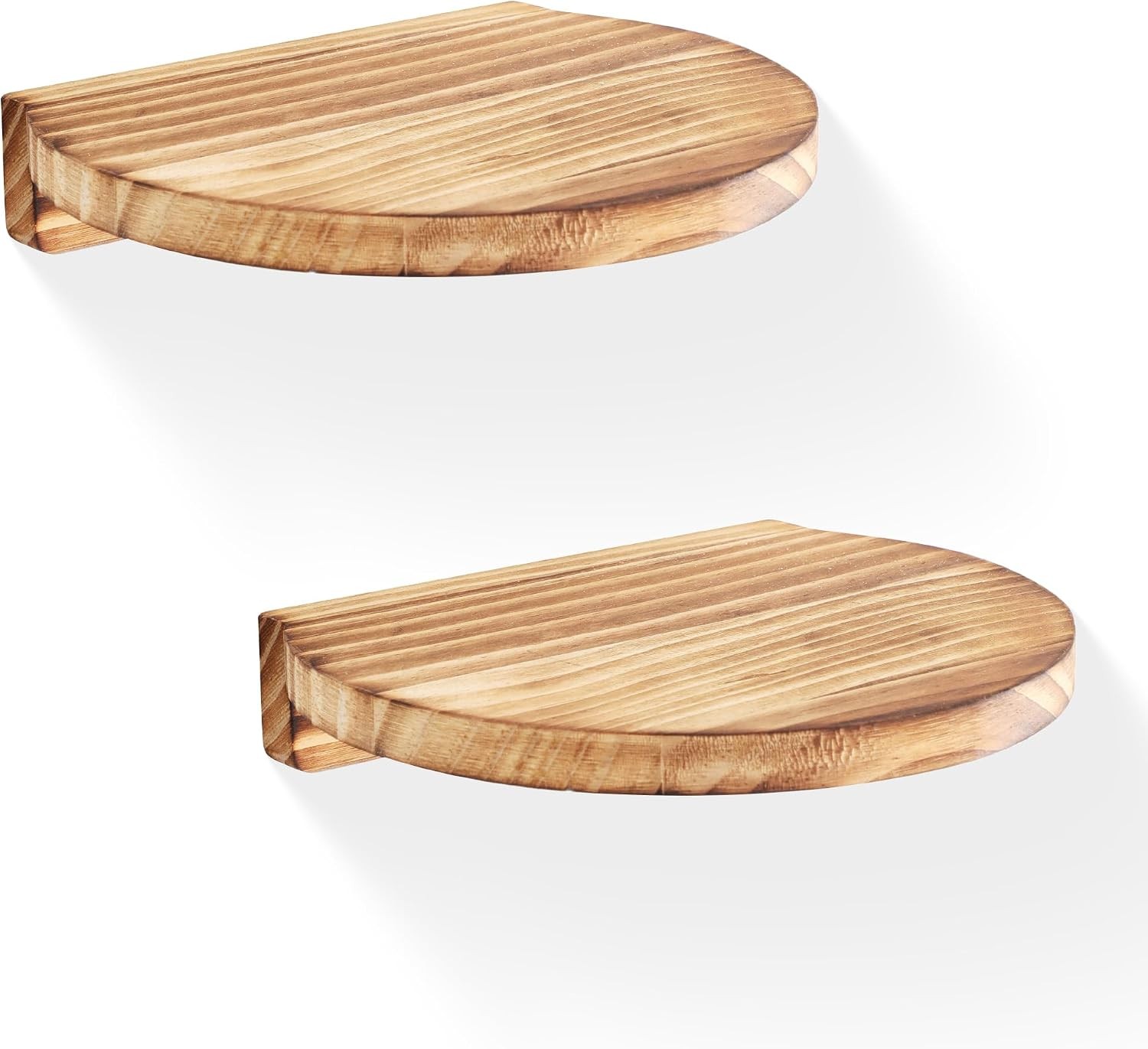 Small Round Floating Shelves 6″ Solid Wood Wall Ledges for Home Decor
