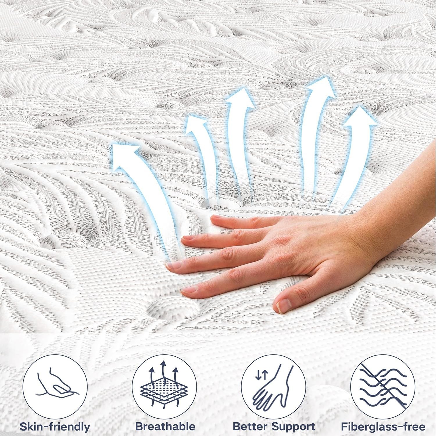 King Mattress 12″ Medium Firm Hybrid Spring Mattress in a Box Gel Memory Foam