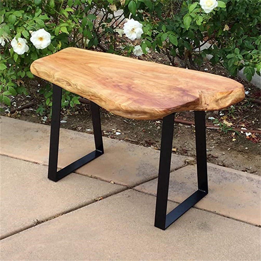 HST Cedar Roots Stool with Flat Iron Leg Bench Stool 27.5″ x 14″ x 17.4″ H