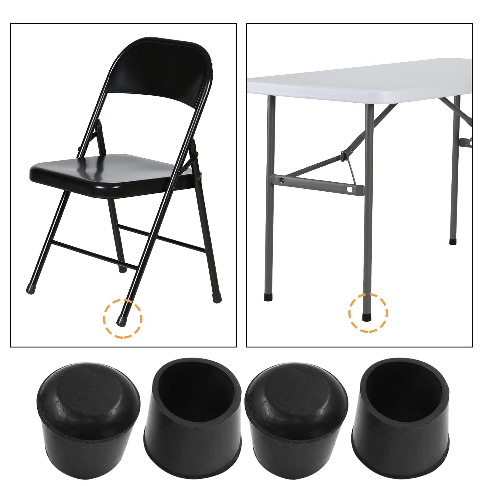 Round PVC Rubber Furniture Covers, 28mm / 1-1/8 Inches Table Chair Leg Tip Pr…