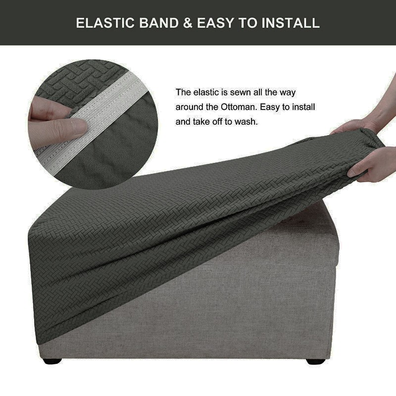 Rectangle Footstool Cover Stretch Stool Ottoman Sofa Storage Protector Slipcover