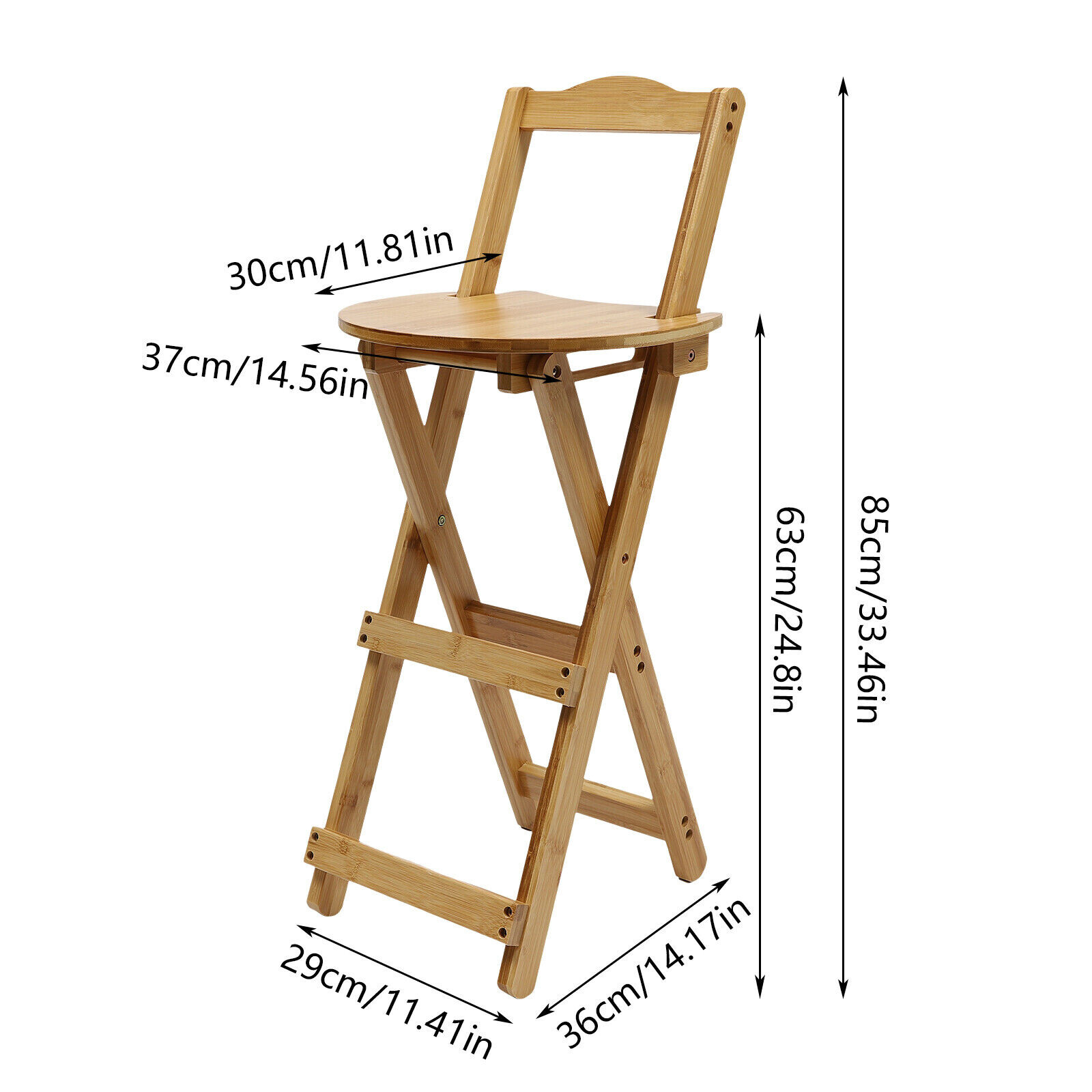 Portable Folding Bamboo Stool Tall Chair Foldable Bar Stool Porch Kitchen Chair
