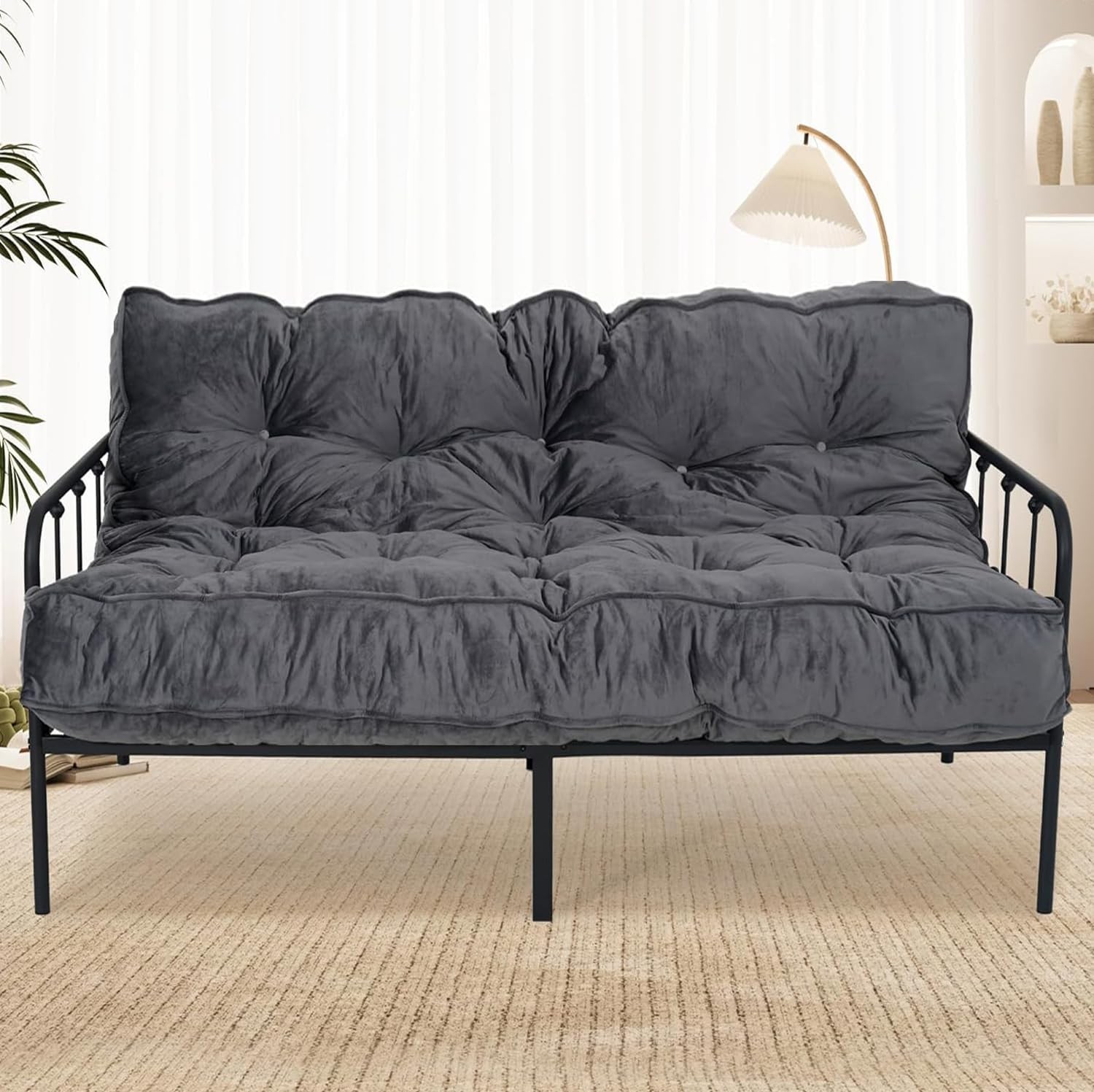8” Futon Mattress Full Size, Extra Thick Foldable Futon Sofa Bed Couch, Shredded