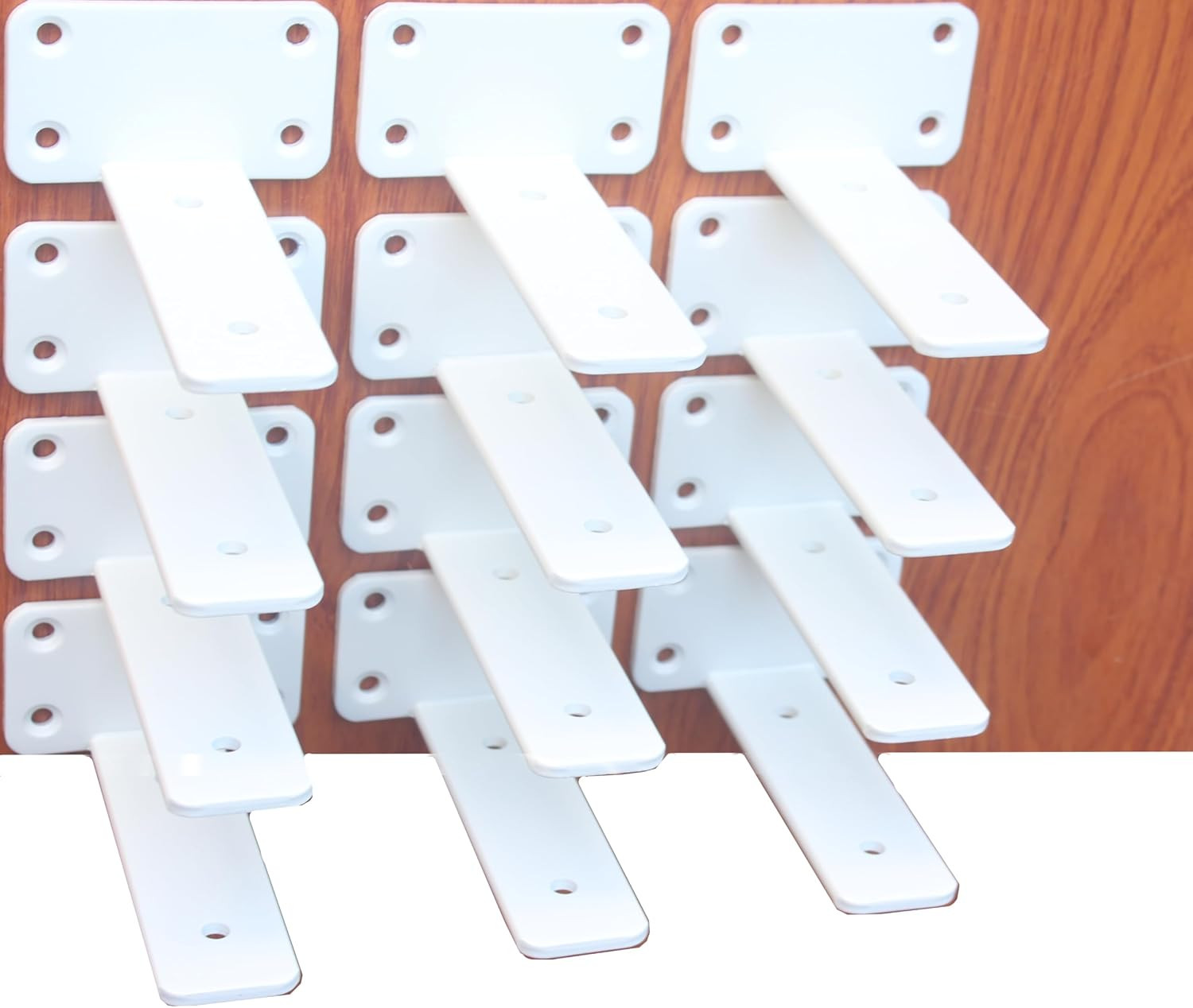 12 Pack – 6 Inch White Hidden L Shelf Bracket (1/5 Inch Thicked) Iron Floating S