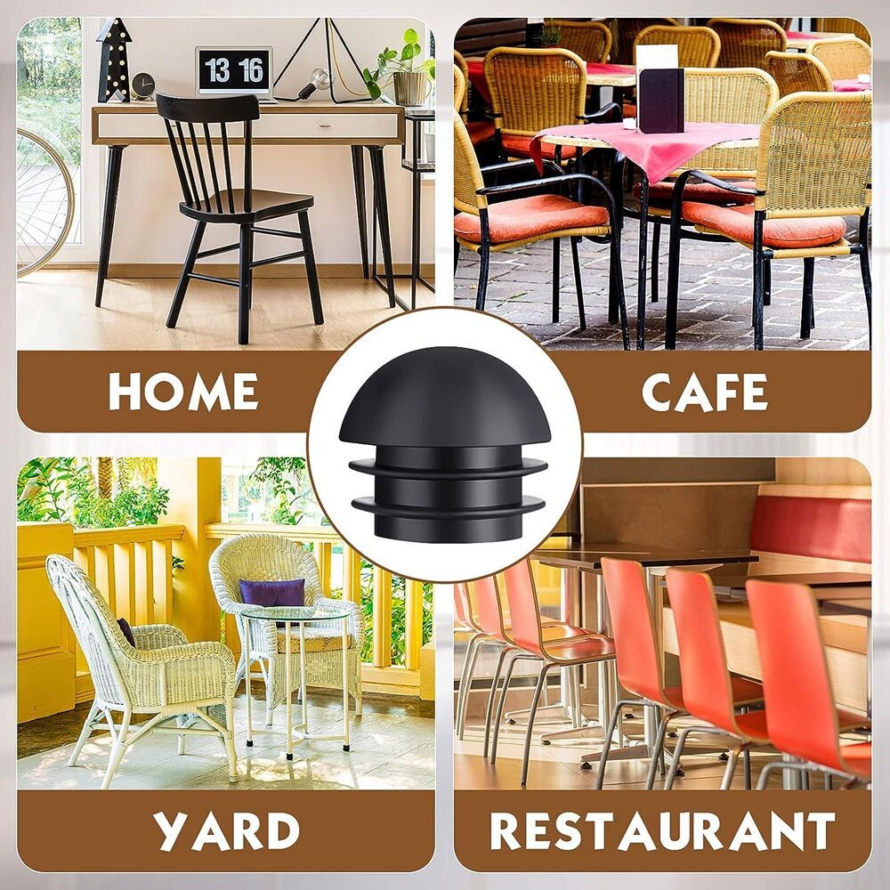 20x 1 Inch Round Black Plastic End Caps Plugs Chair Leg Tube Inserts Glide C141
