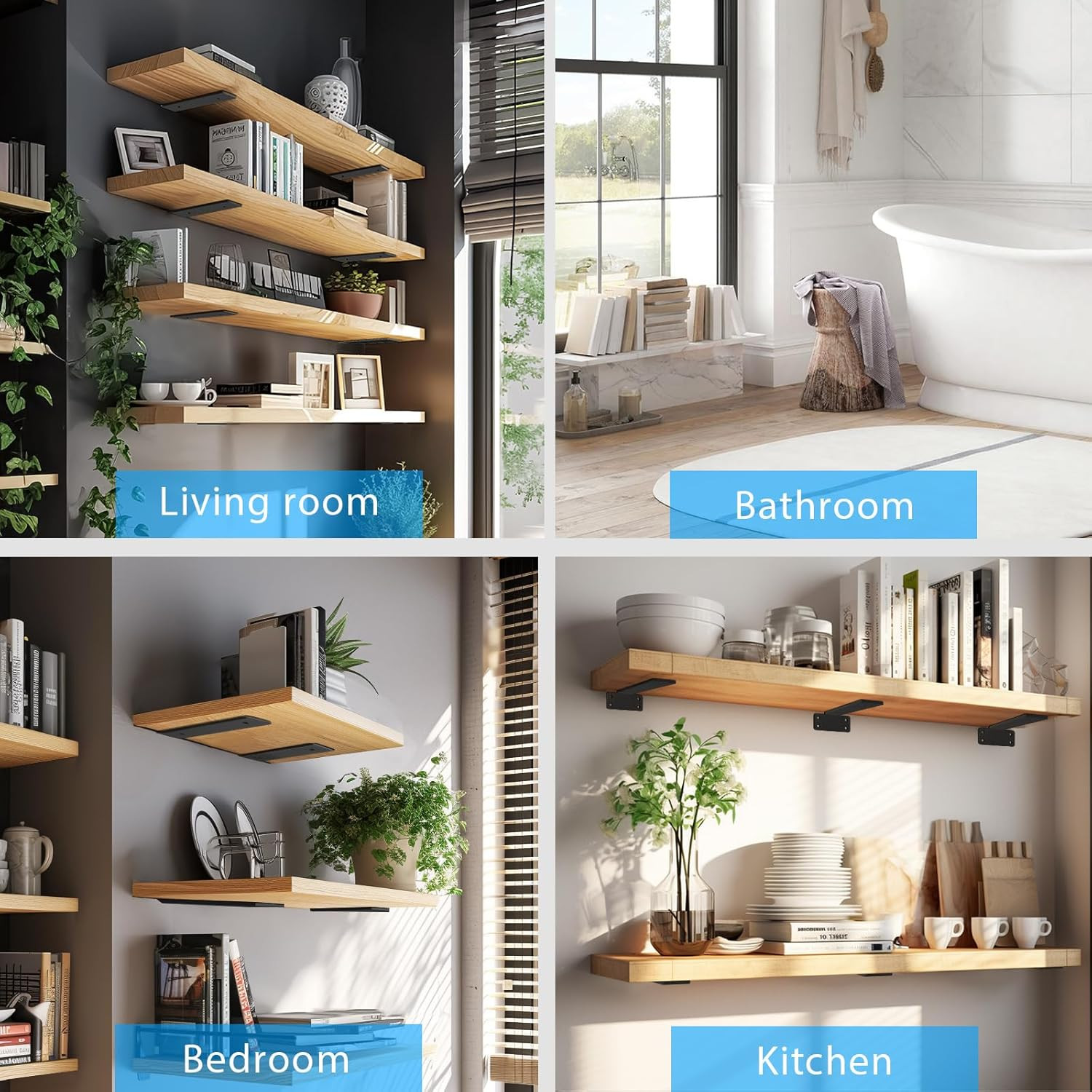 Shelf Brackets Floating Shlef Brackets 6-Inch 6-Packs, 1/5 Inch Thick Heavy Duty