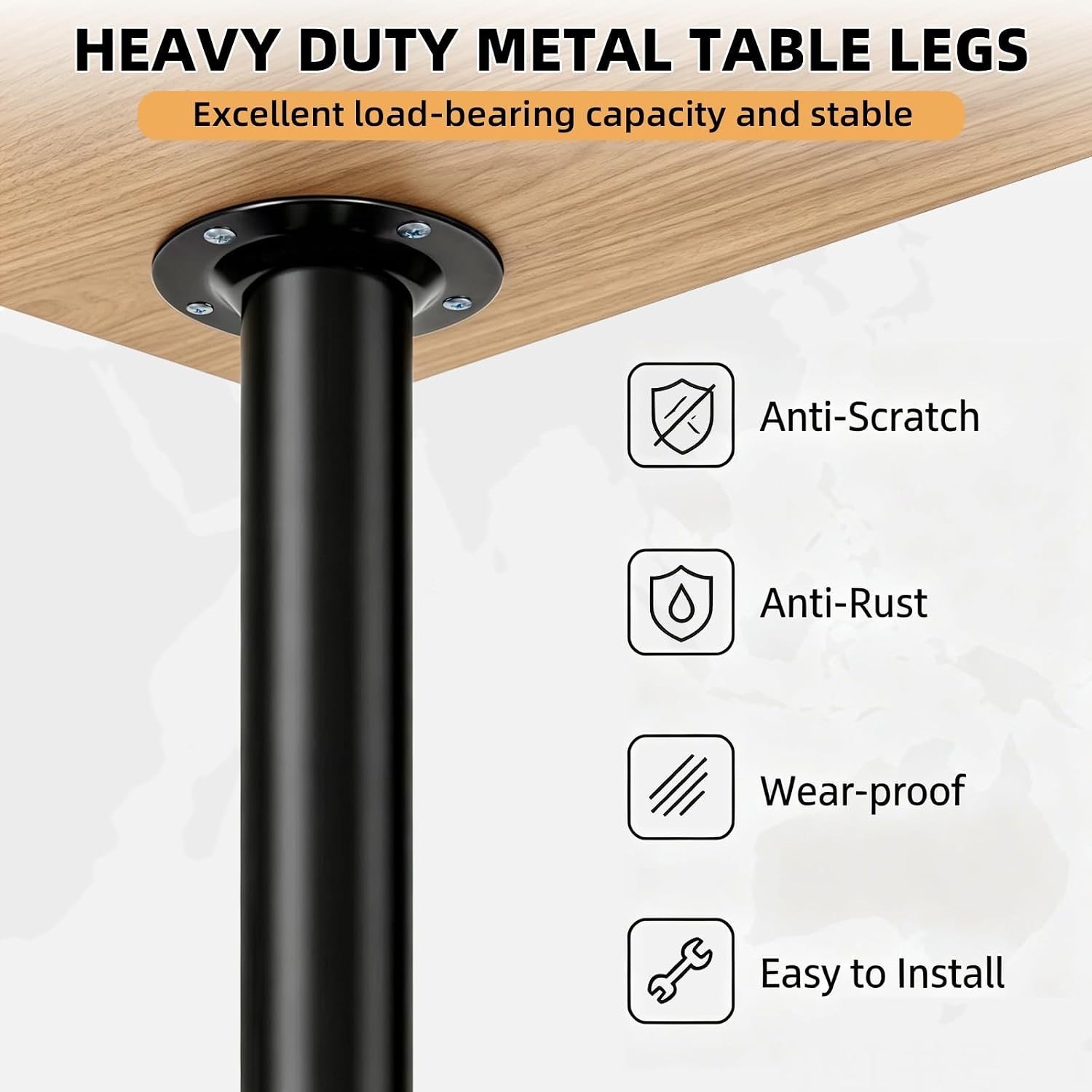 4 PCS 16 inch Adjustable Metal Bench Legs, Black, Coffee Table, End Table, Set