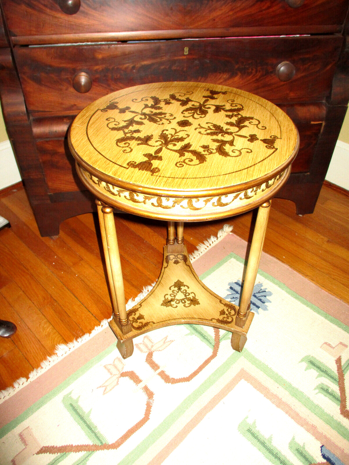 BOMBAY COMPANY French Fleur-De-Lis Accent Table Painted w/ Drawer Vintage