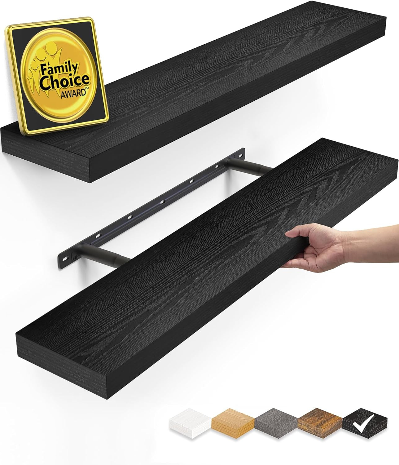 Floating Shelves for Wall, 22.5 Inches Black Wall Shelves for Bathroom, Bedroom,
