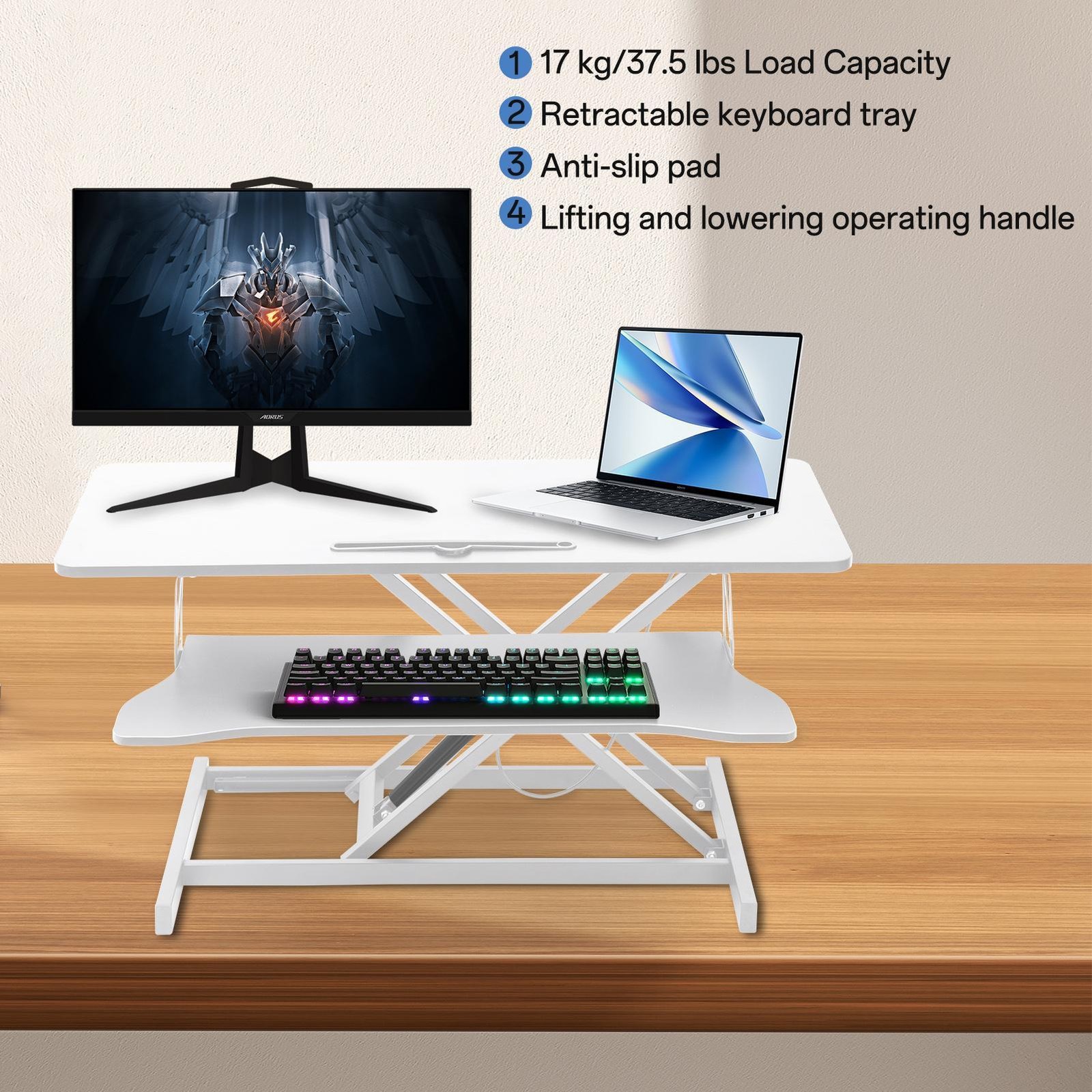 37 In Standing Desk Converter Height Adjustable Sit Stand Riser Dual Monitor