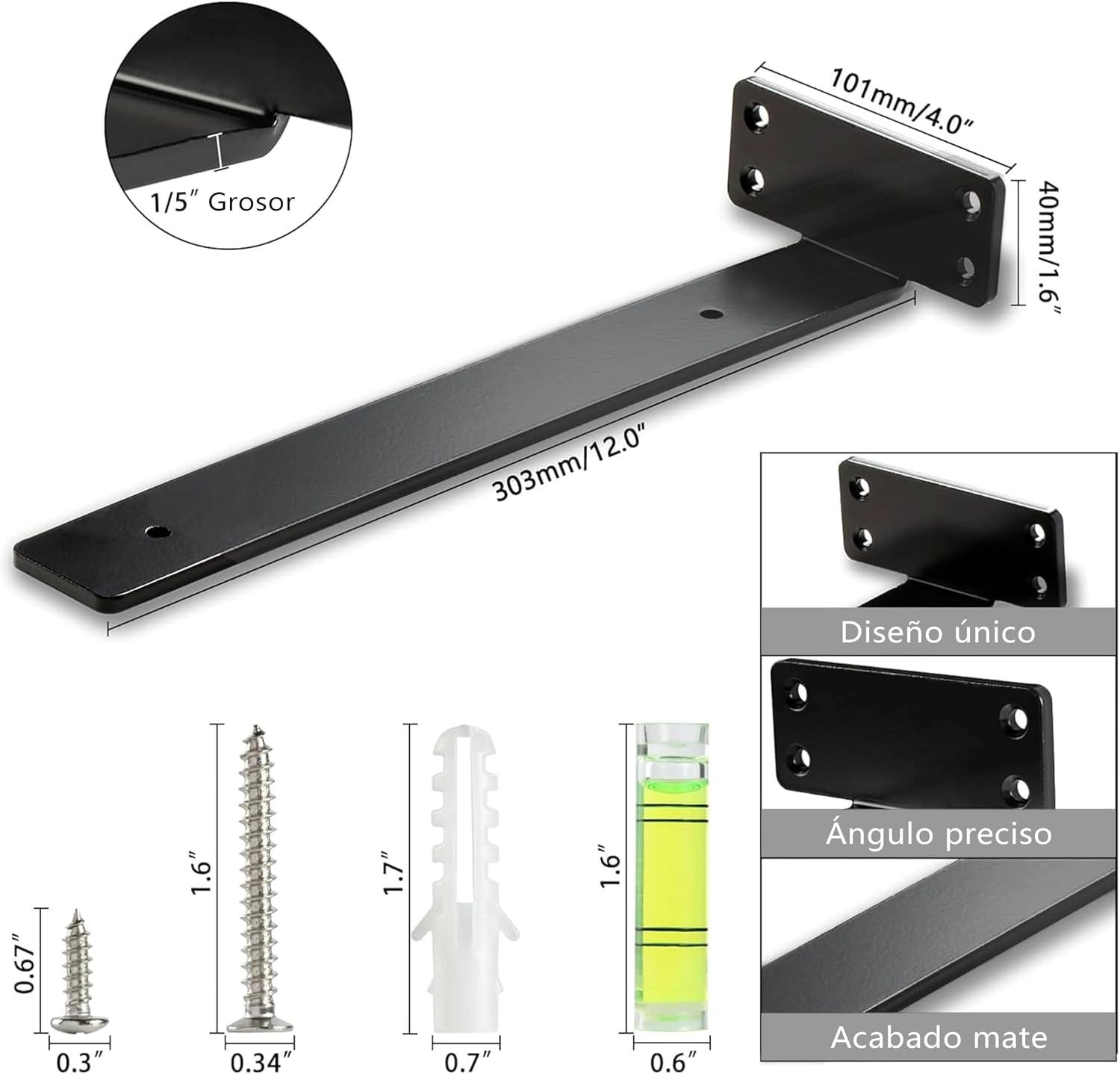 Versatile 2 Pack 12 Inch Floating Shelf Brackets – Easy to Install, Max 40 lbs
