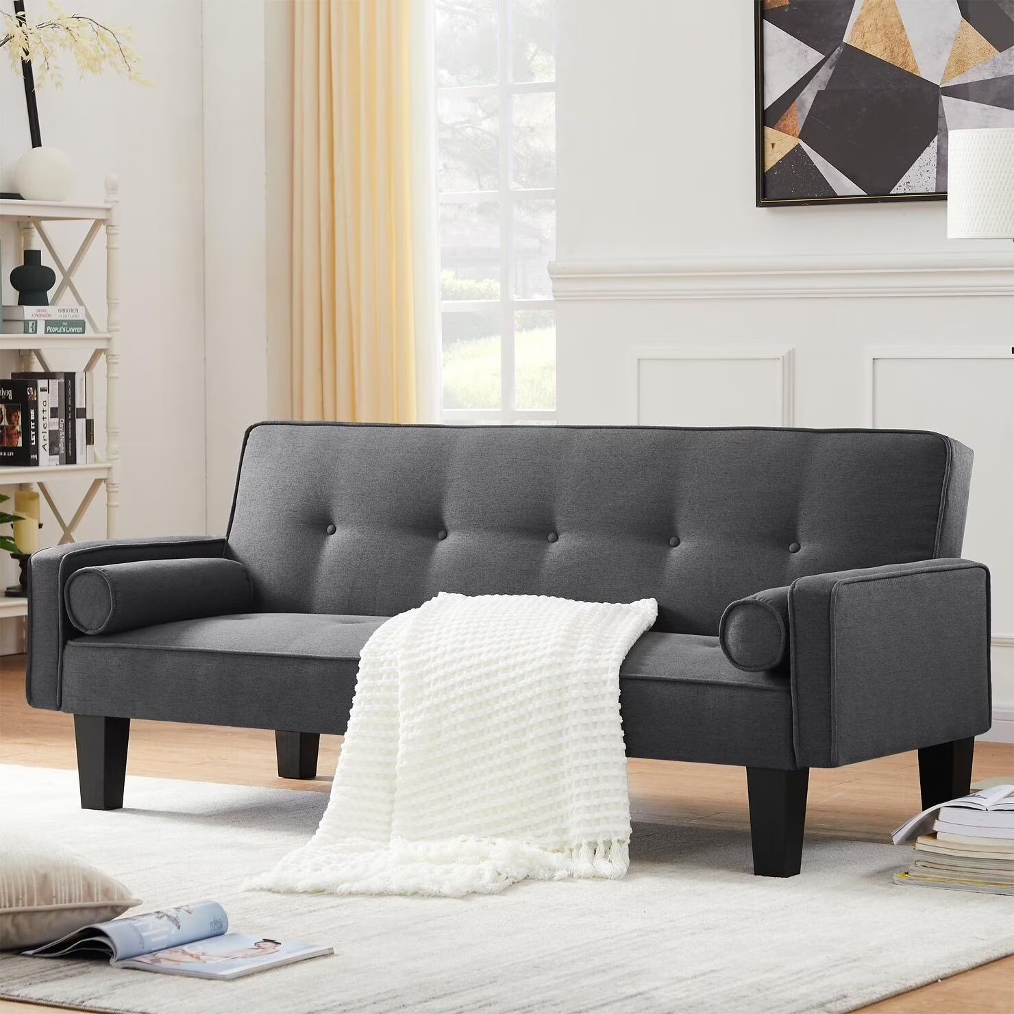 72″ Convertible Loveseat Sofa Bed Sleeper Daybed Modern Upholstered Folding Gray