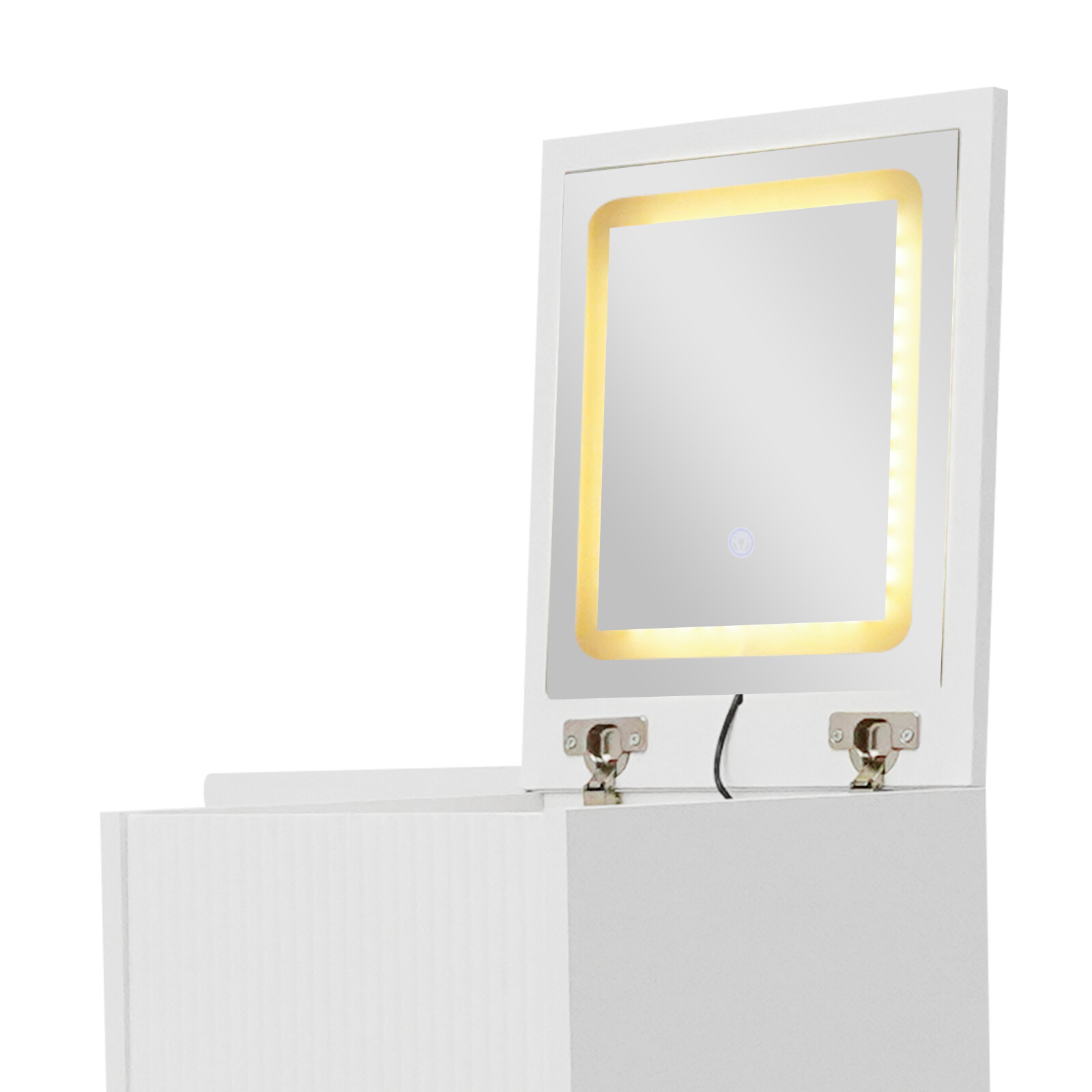 Makeup Table & Vanity Desk with Lighted Mirror Space Saving Dressing Table White